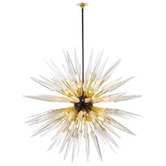 Sputnik Shard Chandelier with Murano Glass and Brass, made in Italy