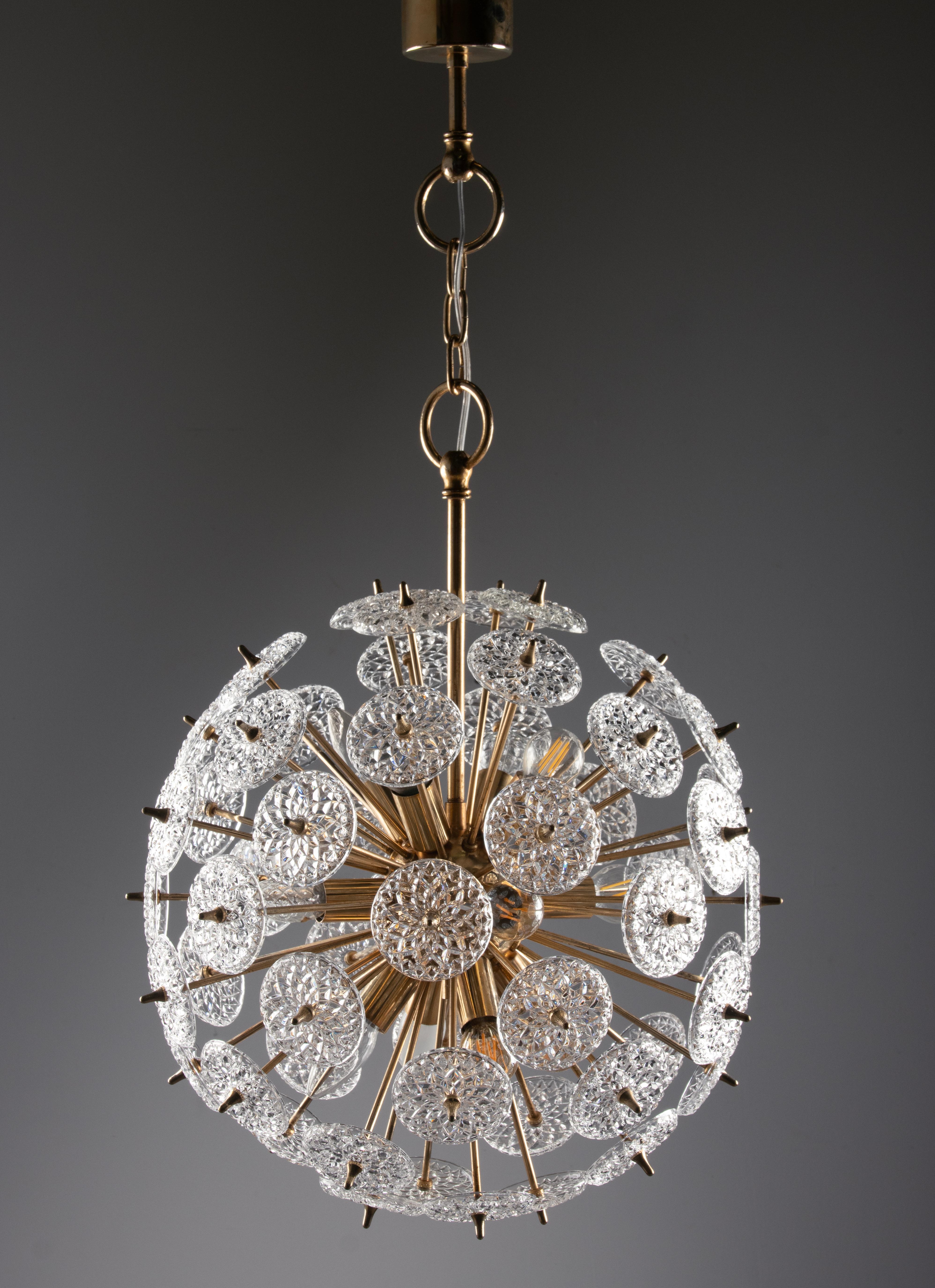 Mid-Century Modern Sputnik Snowball Lamp Val Saint Lambert, Attributed to Emil Stejnar
