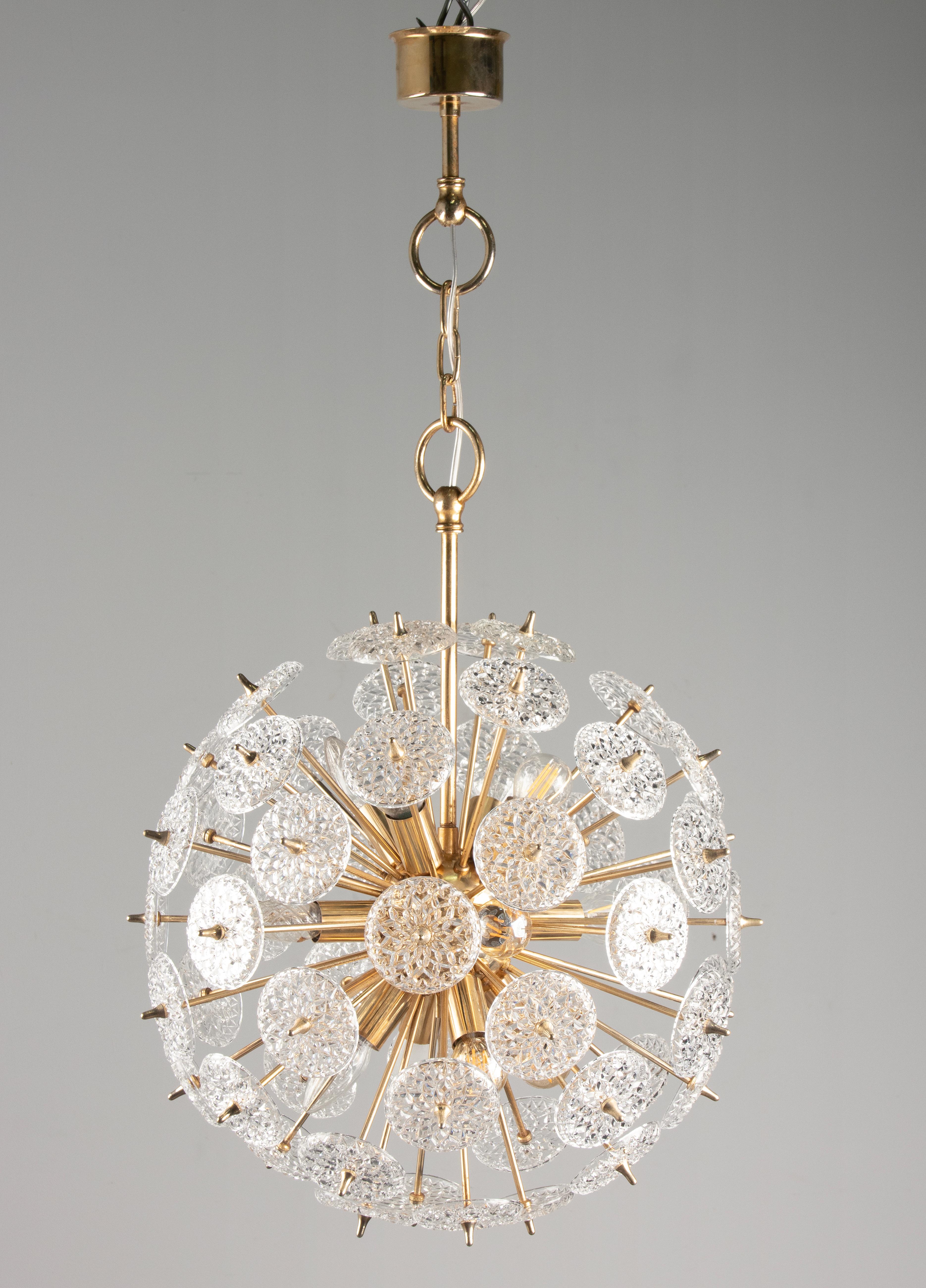 Mid-20th Century Sputnik Snowball Lamp Val Saint Lambert, Attributed to Emil Stejnar