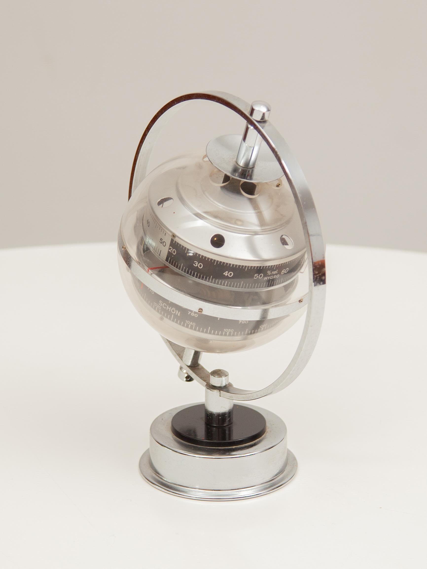 Tedesco Stazione meteorologica da tavolo Sputnik Space Age, igrometro relativo, Germania Ovest, anni '60 in vendita