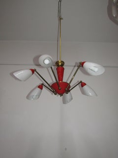 midcentury Sputnik Stilnovo Chandelier, Italian Style, 1950s