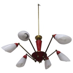 midcentury Sputnik Stilnovo Chandelier, Italian Style, 1950s