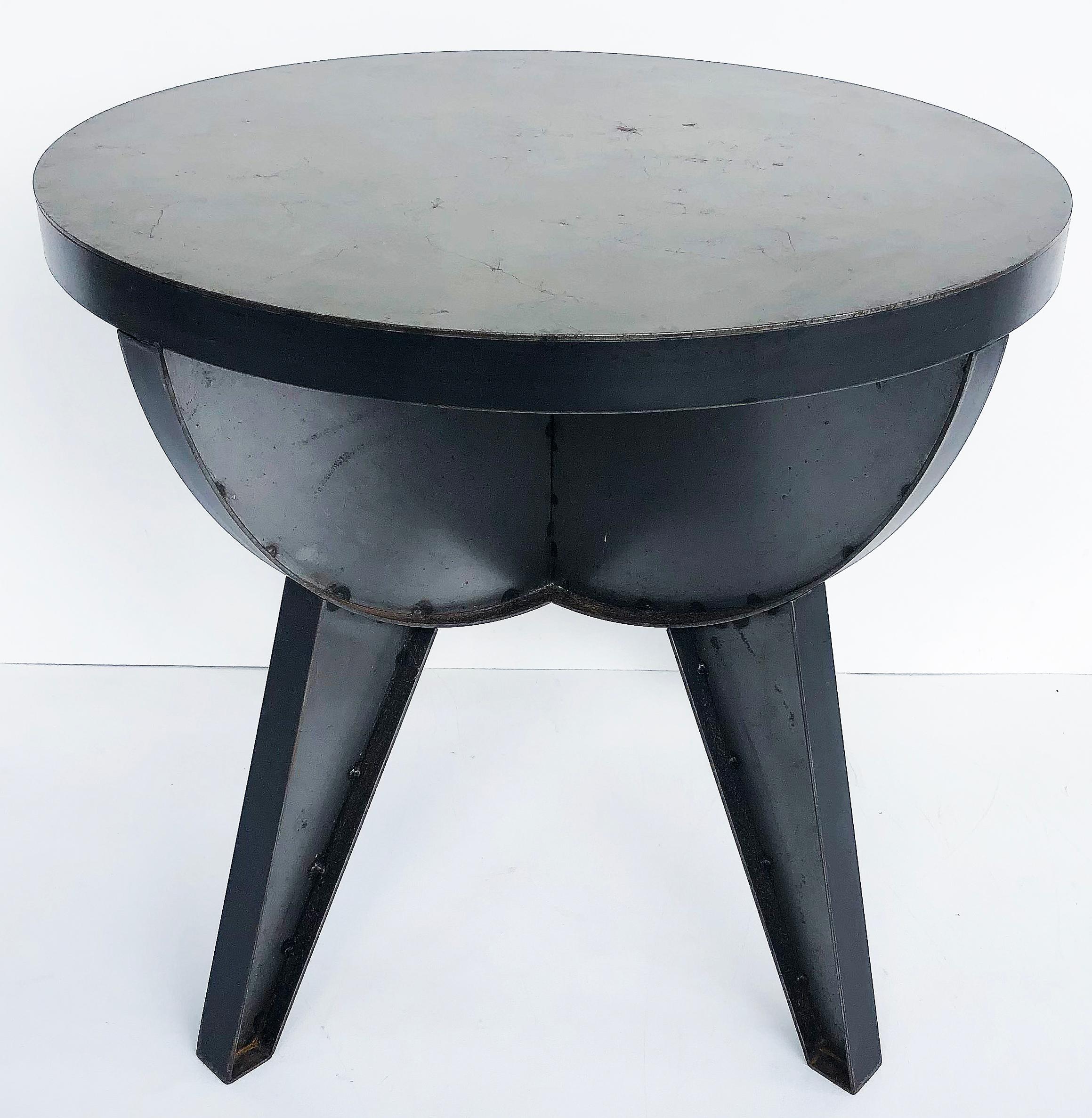 Sputnik Studio Industrial Recycled Steel Side Tables by Kevin Shahan 2