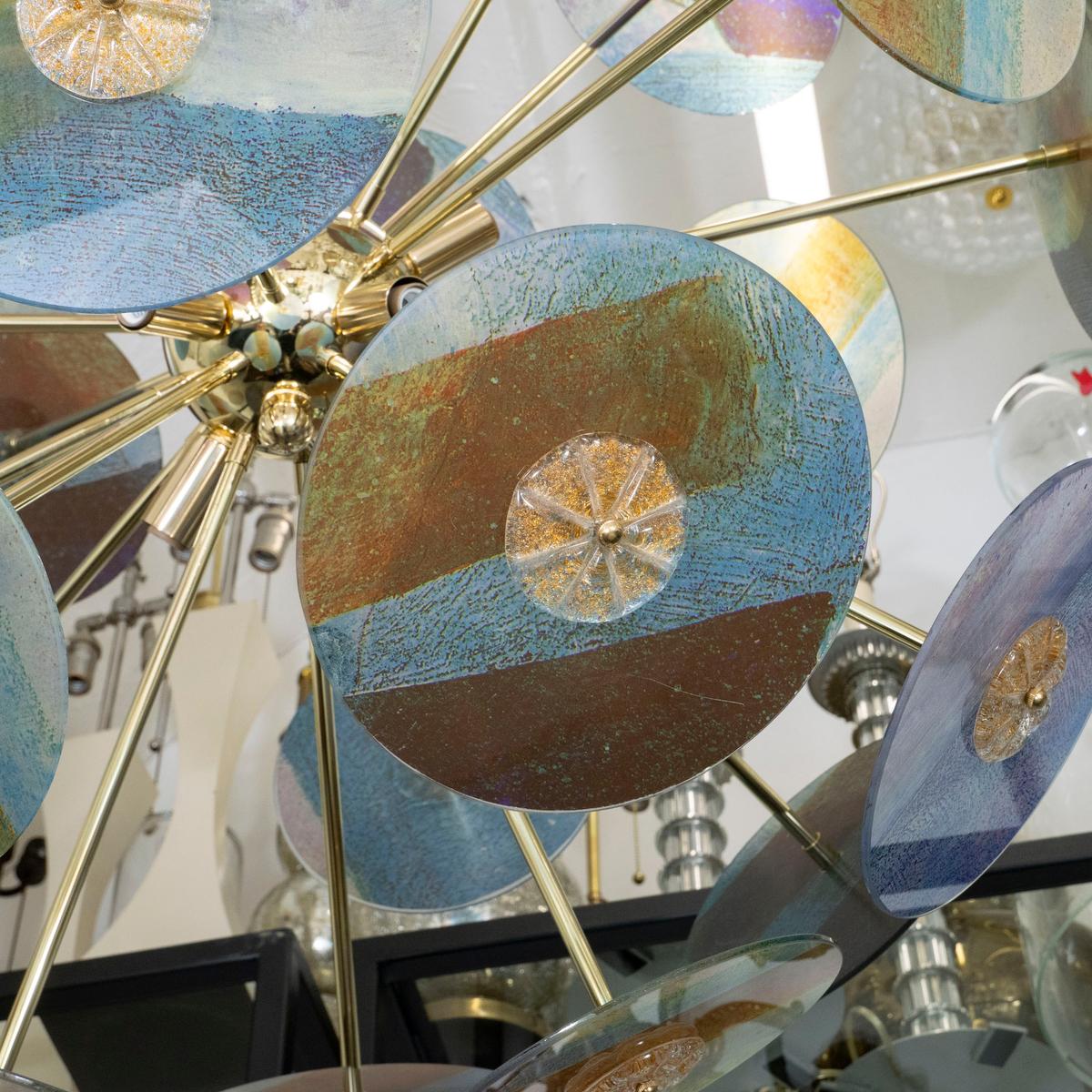 Kronleuchter im Sputnik-Stil mit mehrfarbigen, säuregeätzten Glasscheiben im Angebot 2