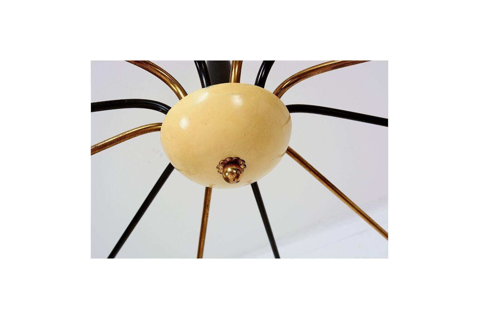 Mid-20th Century 1950s Italian Brass Sputnik 12 Arm Chandelier Angelo Lelli Arredoluce  For Sale