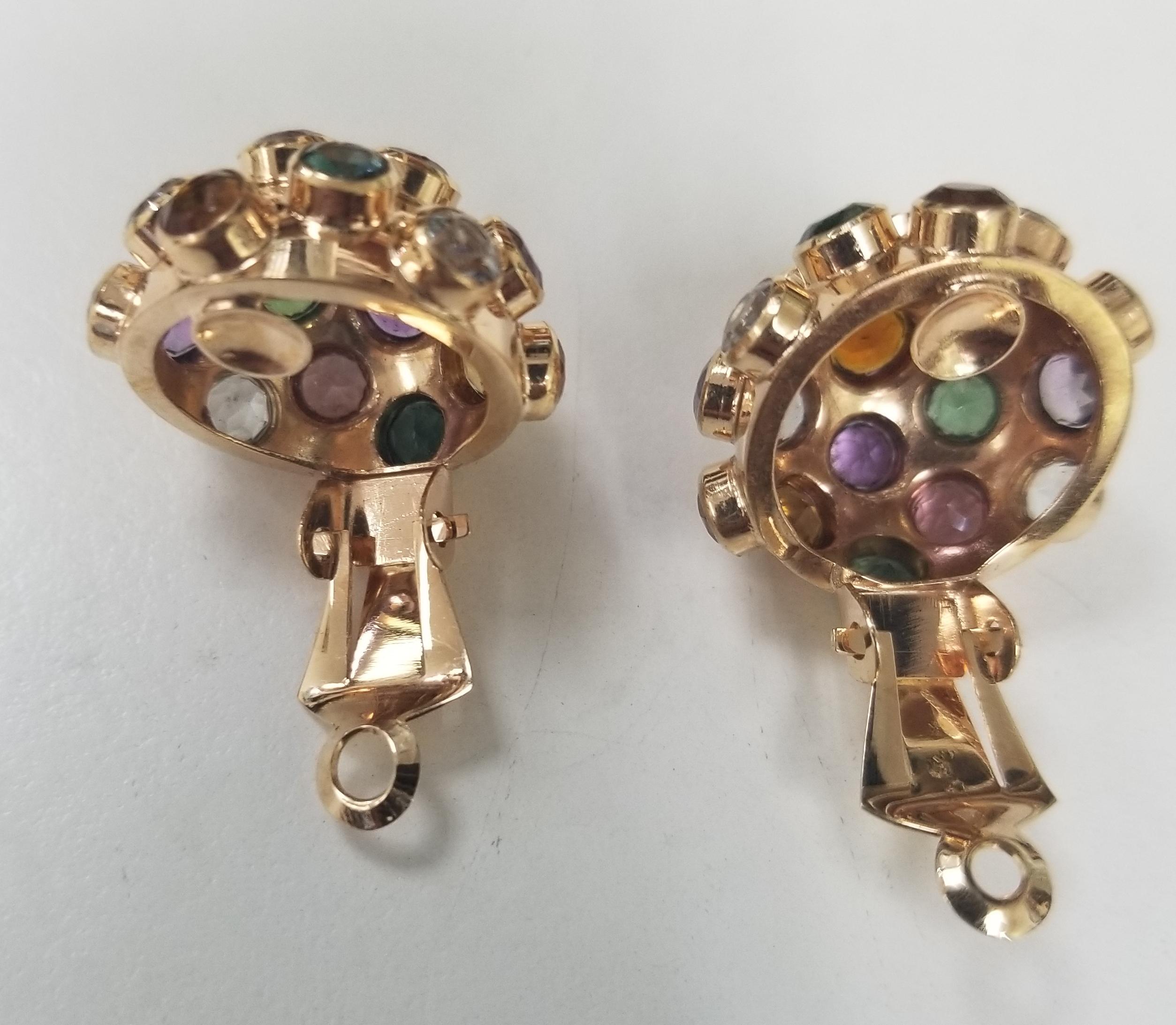 Sputnik Style Ring in 18 Karat Gold Semi Precious Stone Bracelet and Earrings 2