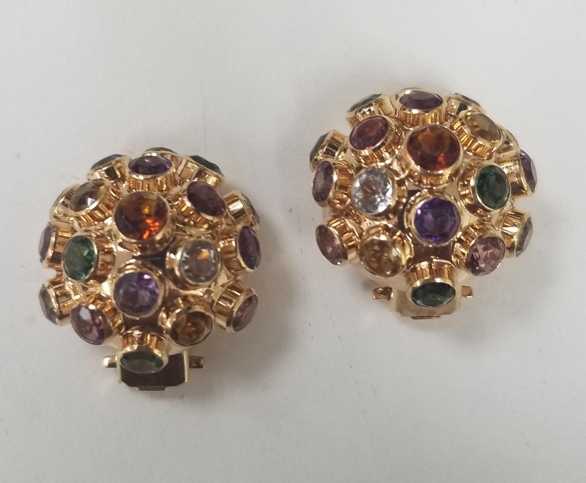 Women's or Men's Sputnik Style Ring in 18 Karat Gold Semi Precious Stone Bracelet and Earrings