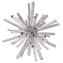 Lámpara Sputnik Venini cromada con varillas de cristal Años 70