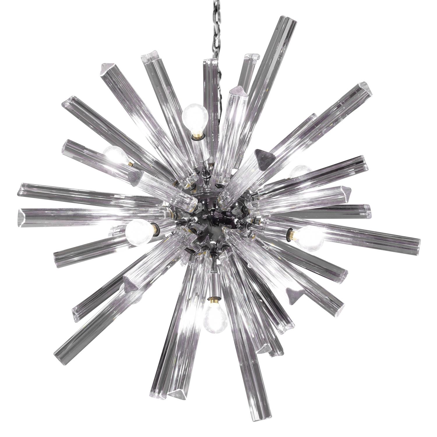 Modern Sputnik Style Venini Chandelier in Chrome with Glass Rods, 1970s For Sale