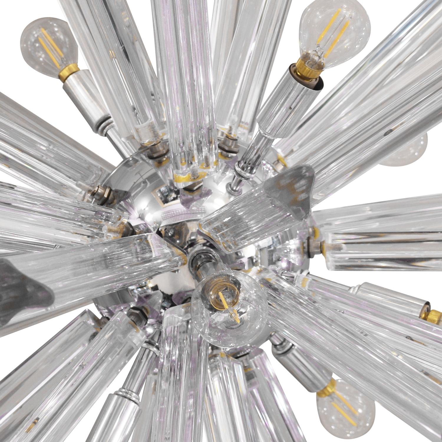 American Venini Sputnik Chandelier in Chrome with Glass Rods 1970s For Sale
