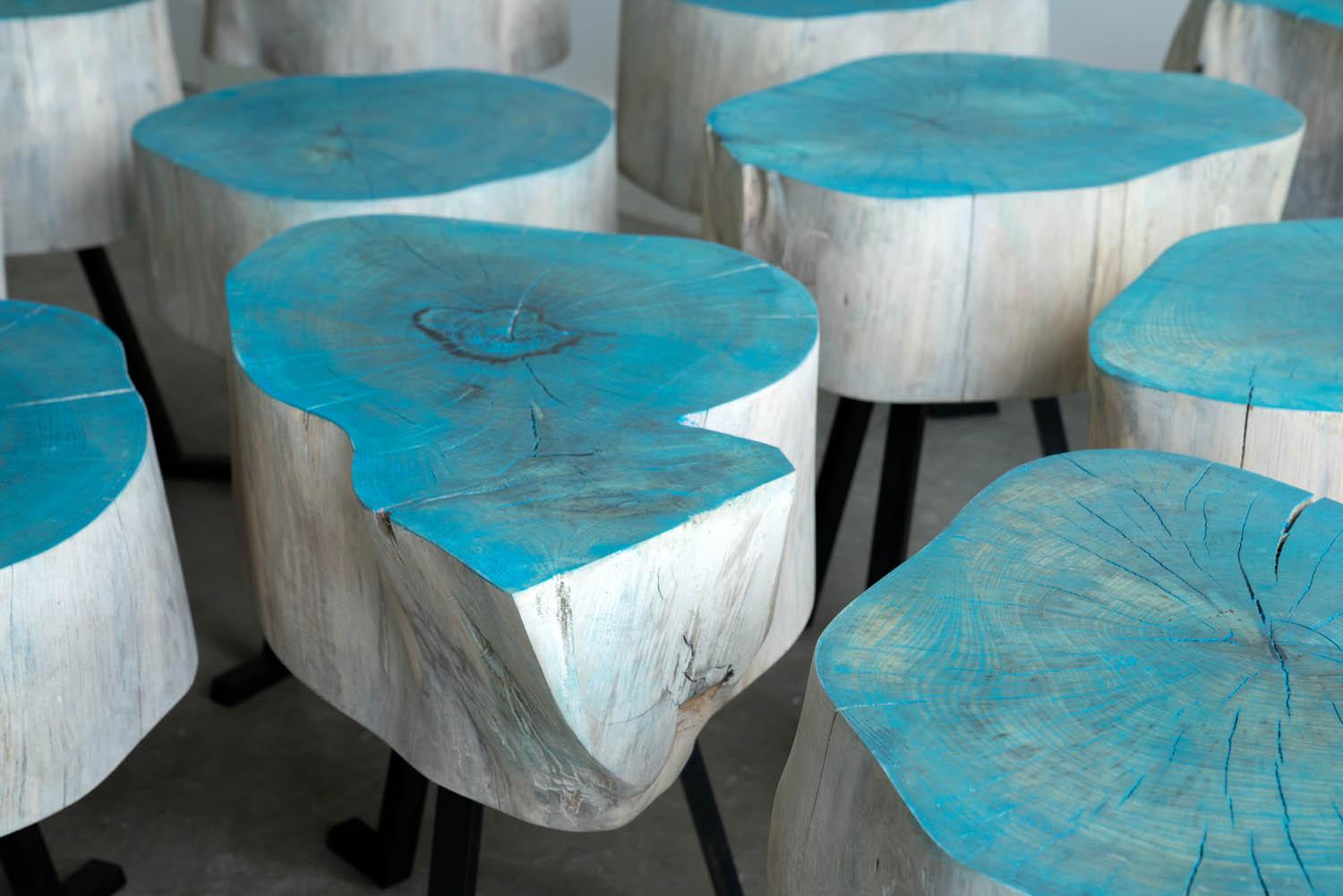 Organic Modern Live Edge Round Side Table - Midcentury Modern Furniture - Sputnik Table