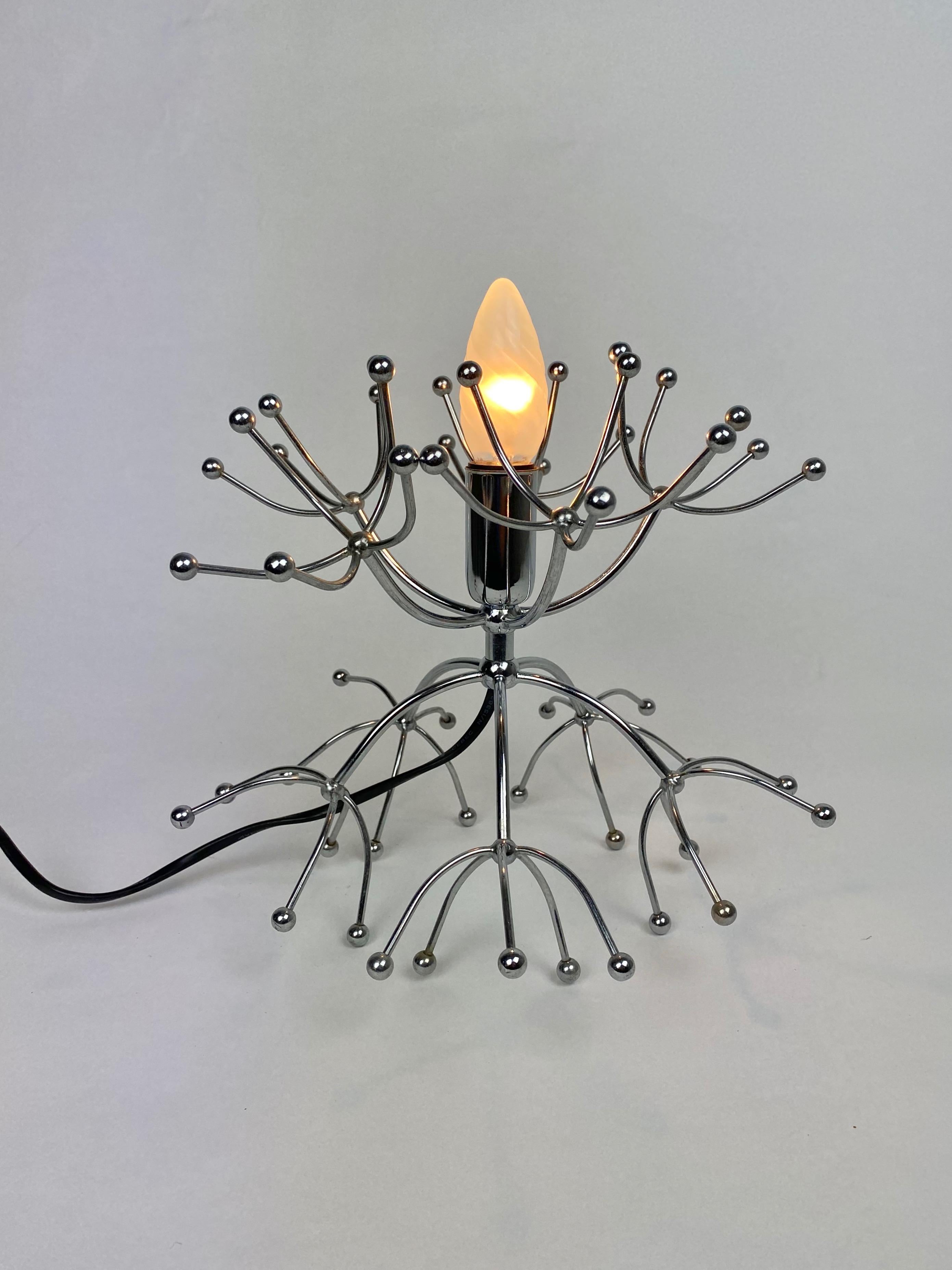 Metal Sputnik Table Lamp Chrome by Sciolari, Italy, 1960s For Sale