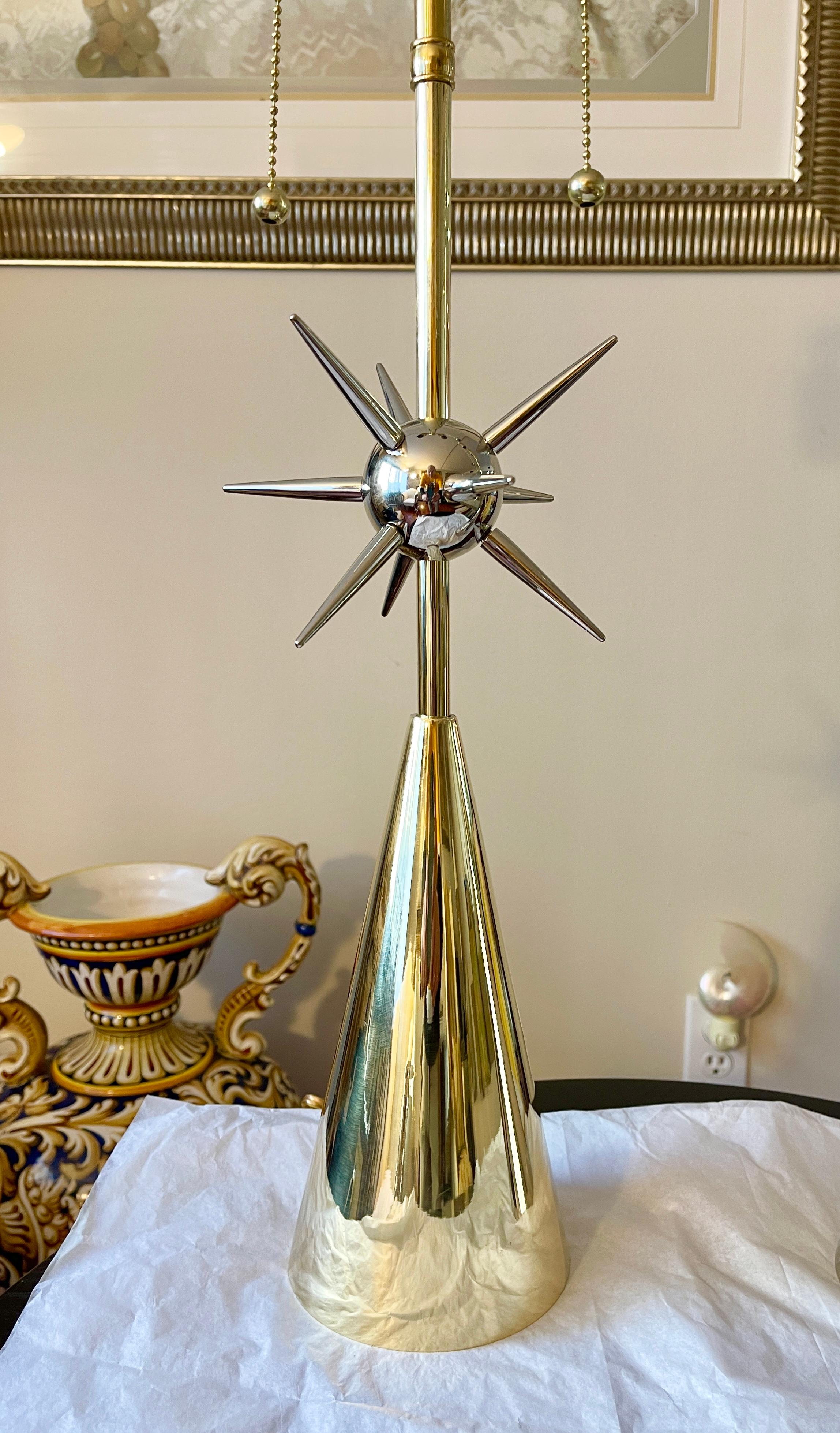 Sputnik-Tischlampe – massives Messing oder poliertes Nickel im Angebot 12