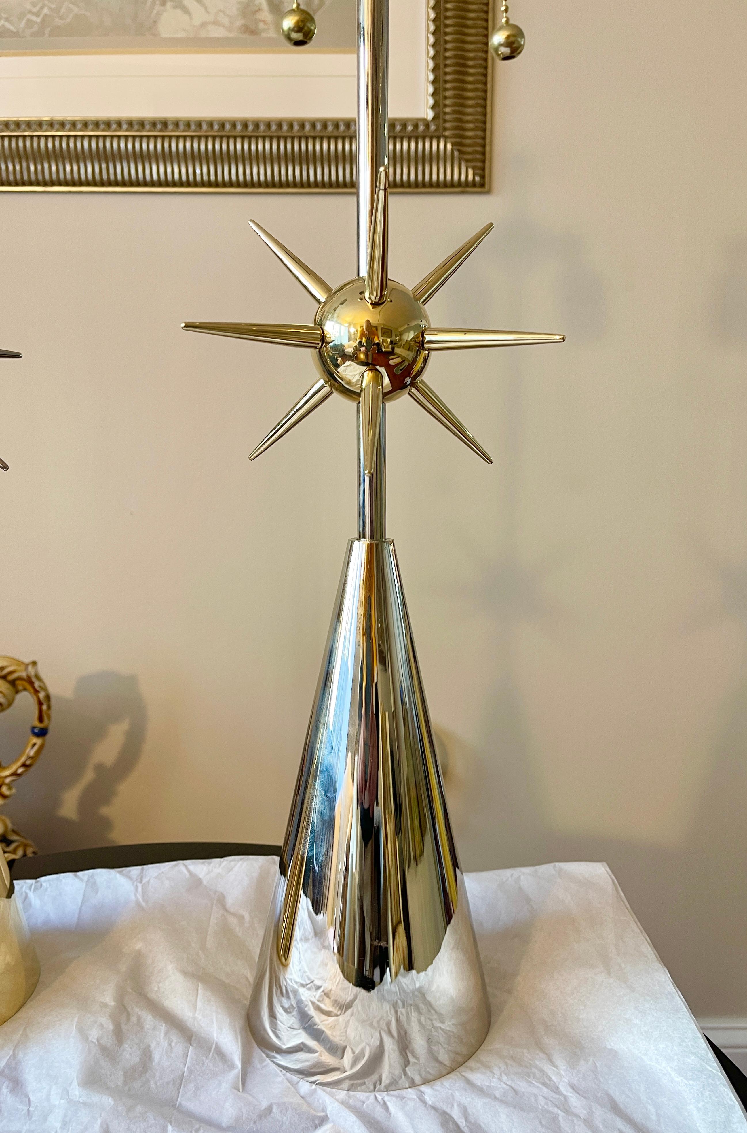 Sputnik-Tischlampe – massives Messing oder poliertes Nickel im Angebot 13