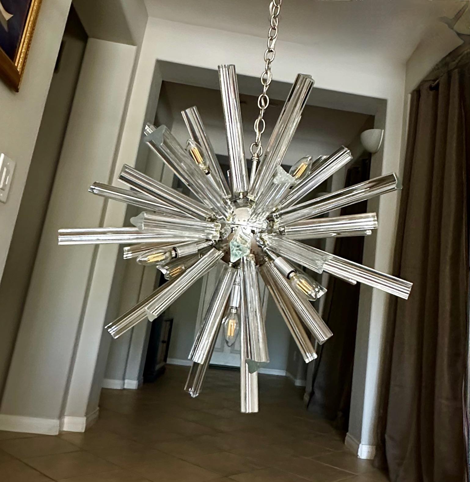 Lampadario a prisma in cristallo di Murano Sputnik Venini in vendita 5