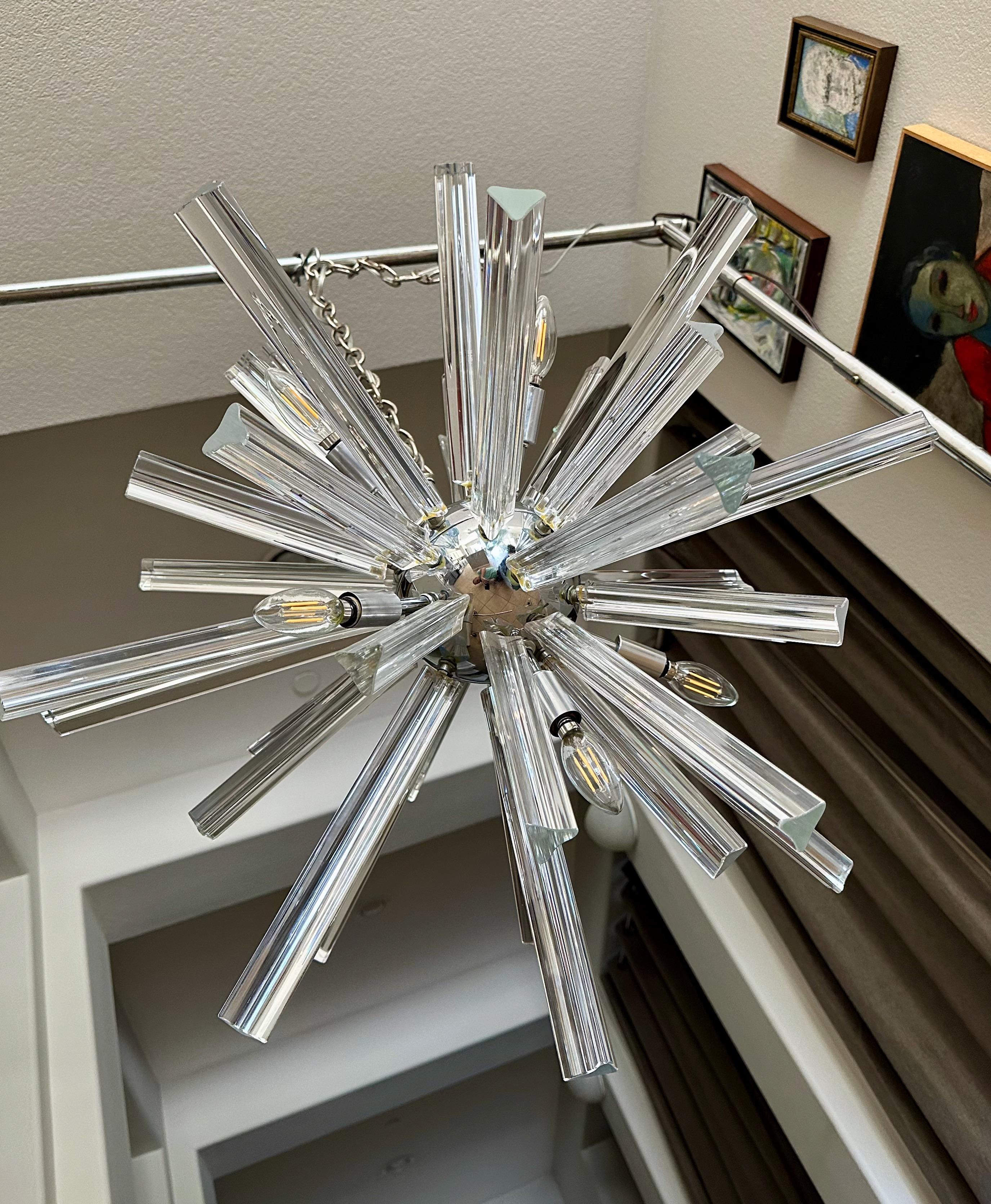 Lampadario a prisma in cristallo di Murano Sputnik Venini in vendita 6