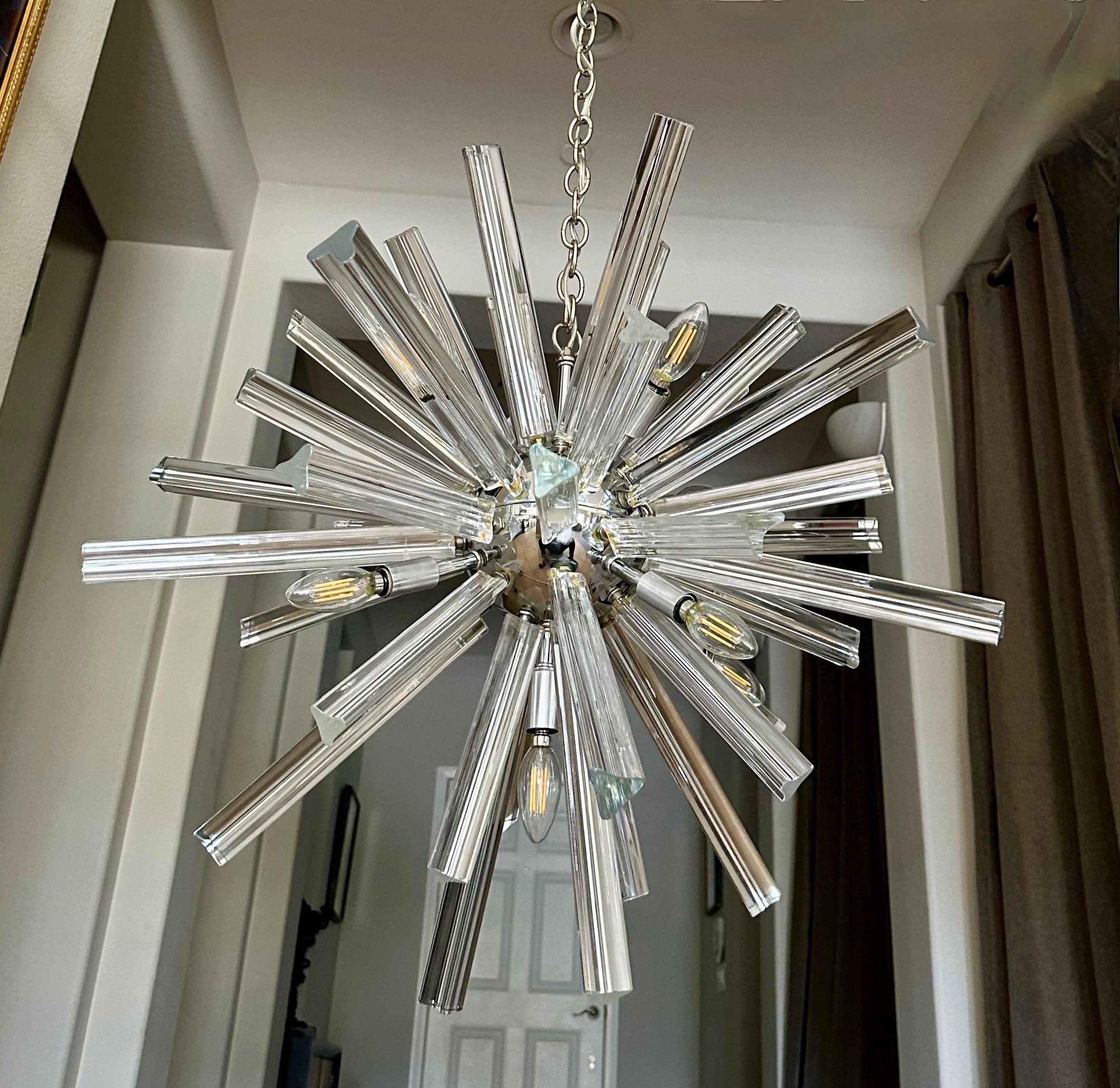 Lampadario a prisma in cristallo di Murano Sputnik Venini in vendita 7