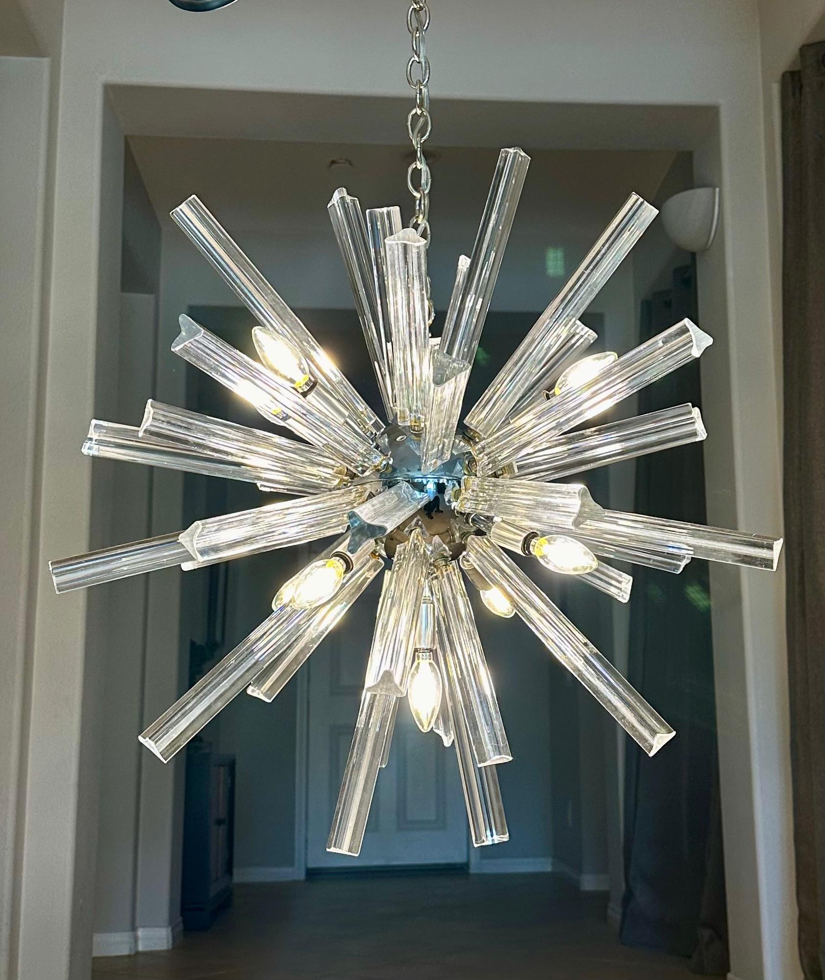 Lampadario a prisma in cristallo di Murano Sputnik Venini in vendita 9