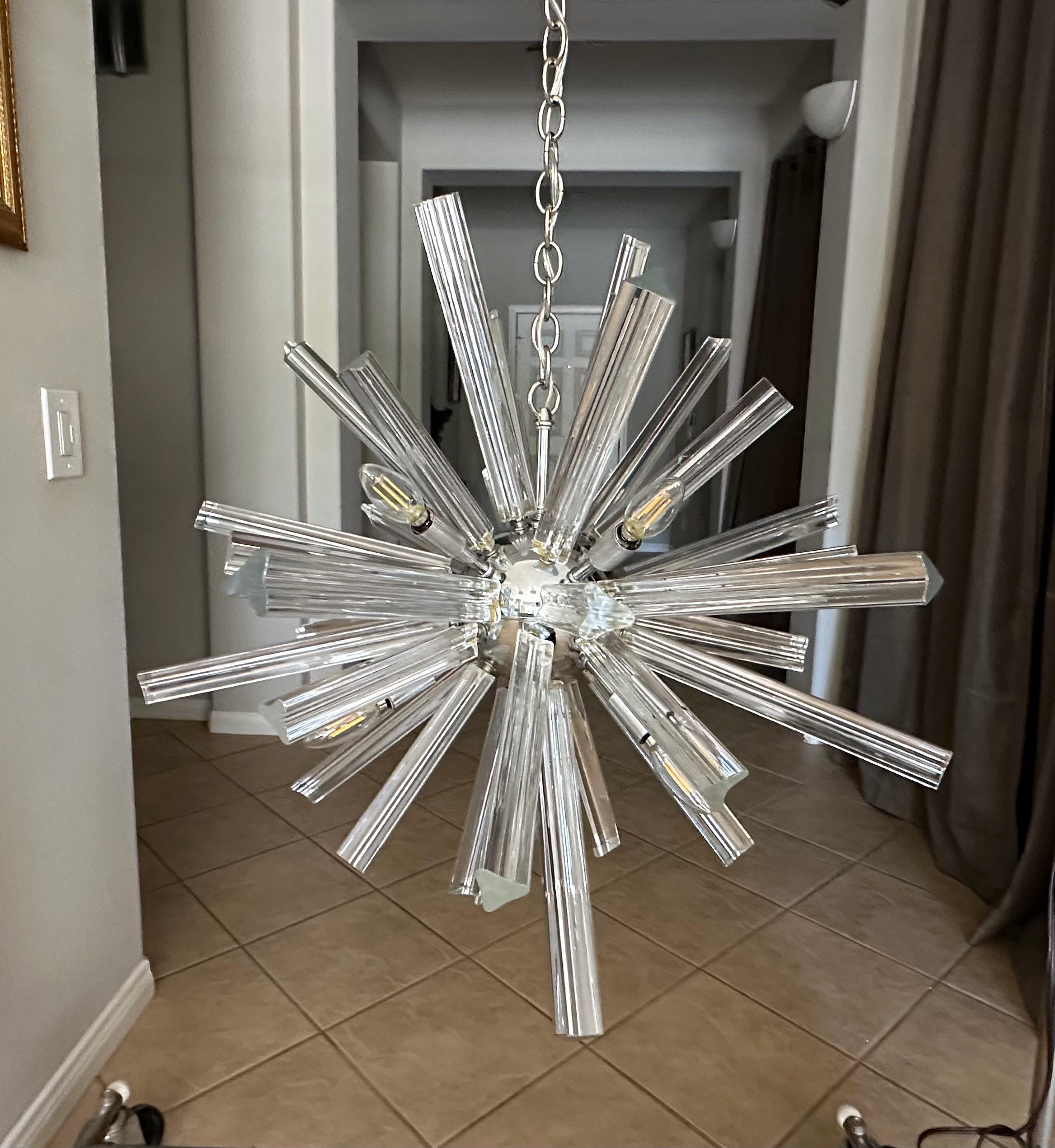 Lampadario a prisma in cristallo di Murano Sputnik Venini in vendita 10