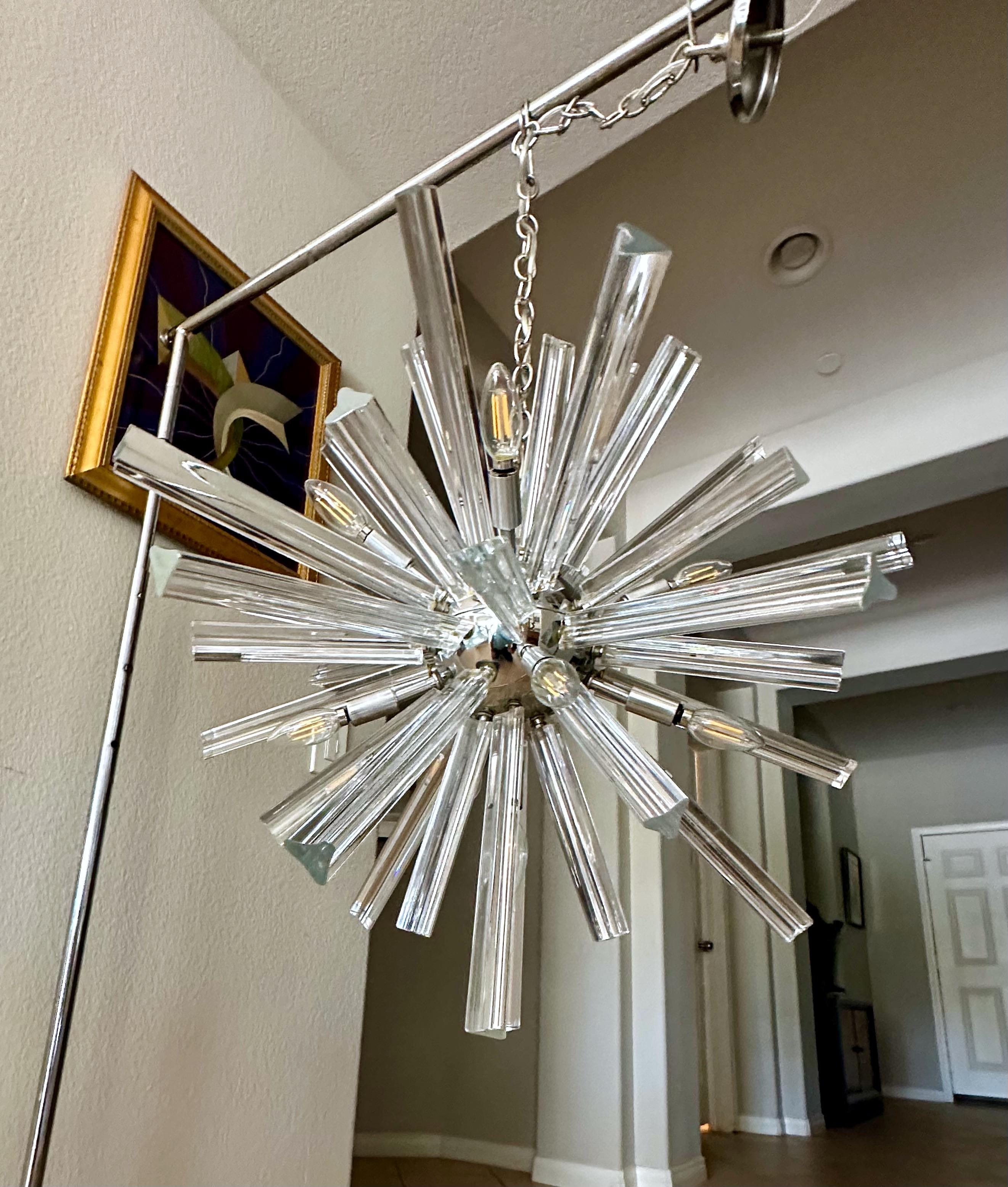 Italiano Lampadario a prisma in cristallo di Murano Sputnik Venini in vendita