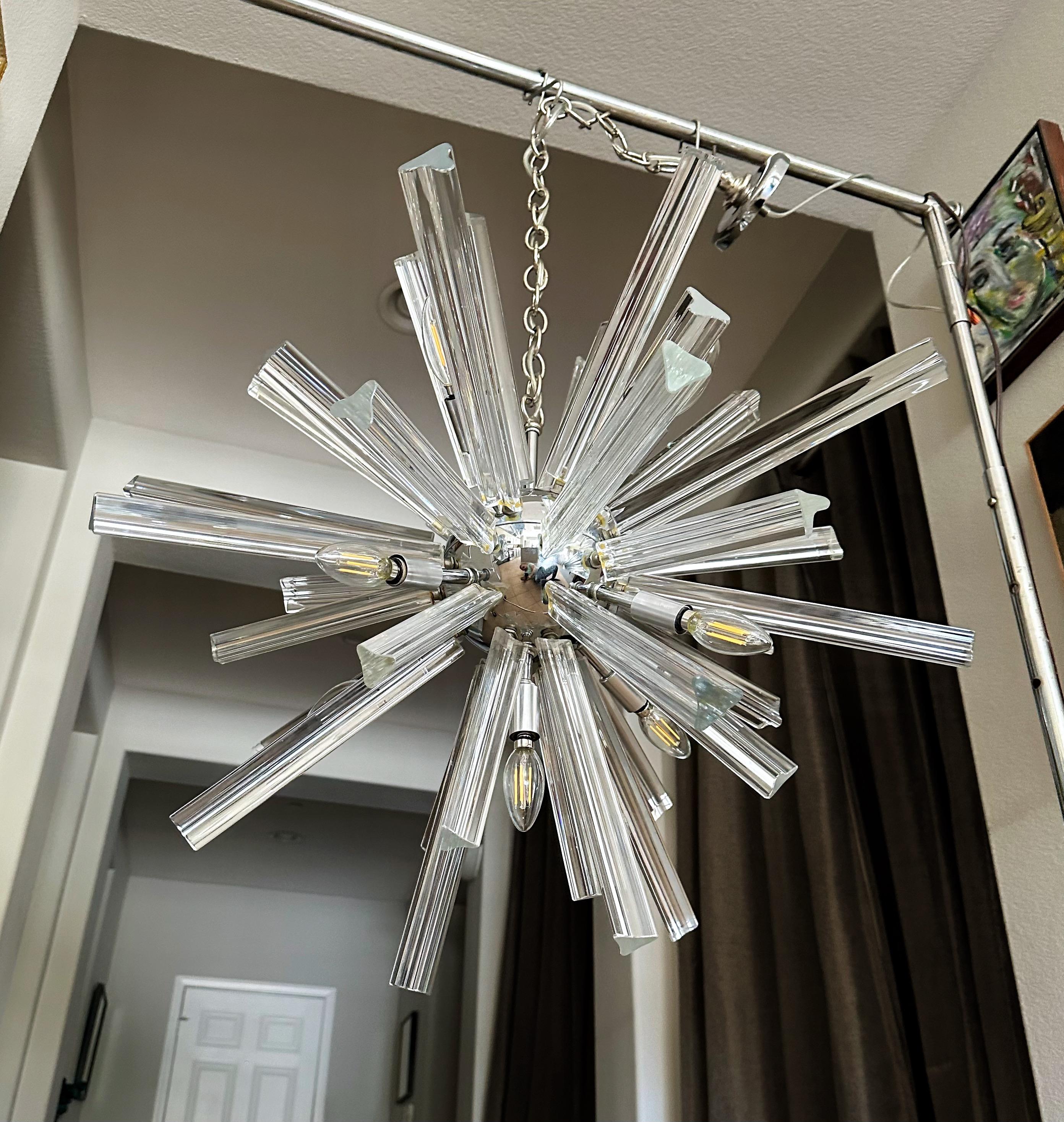 Lampadario a prisma in cristallo di Murano Sputnik Venini In condizioni buone in vendita a Palm Springs, CA