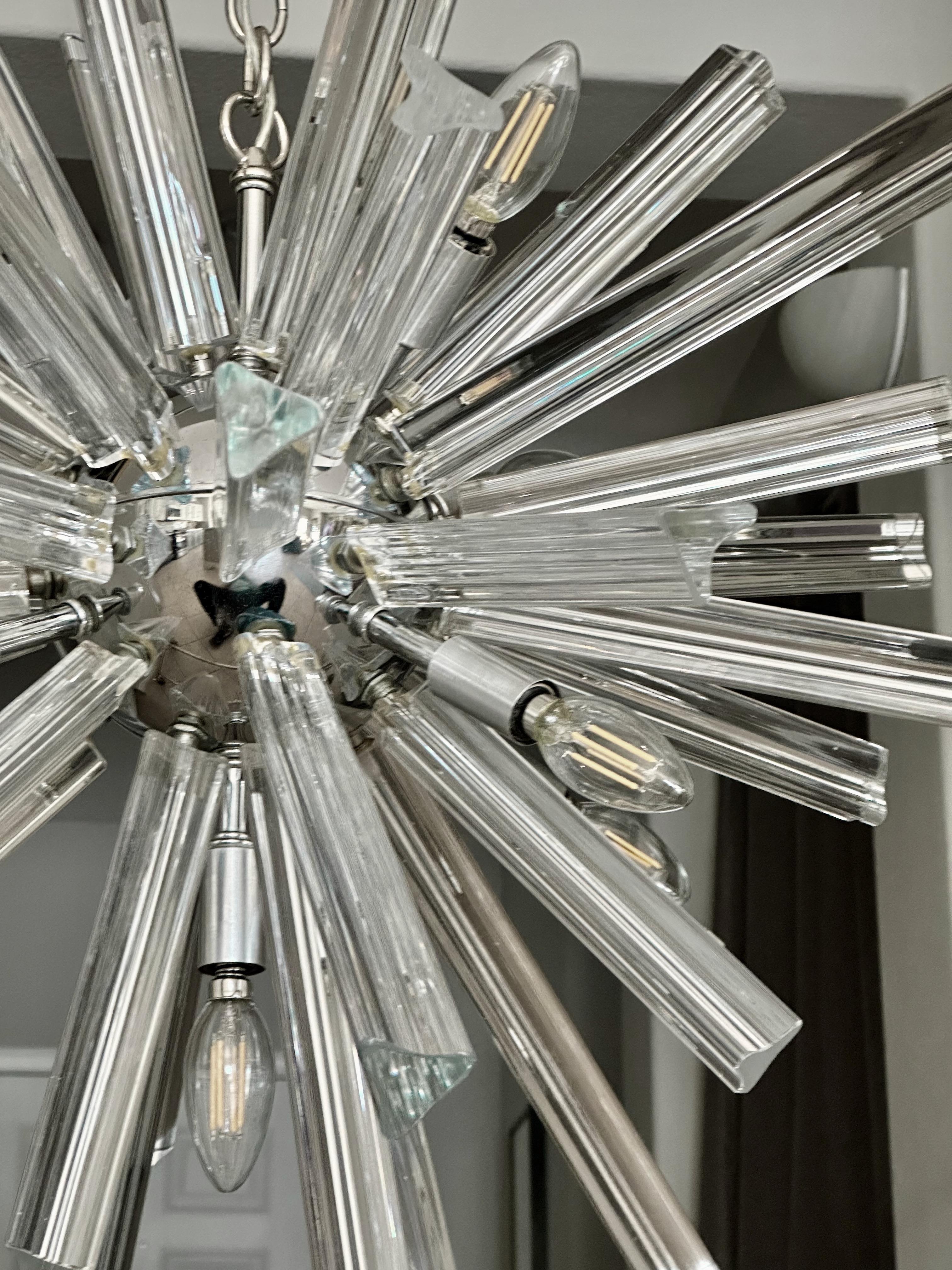 Metallo Lampadario a prisma in cristallo di Murano Sputnik Venini in vendita
