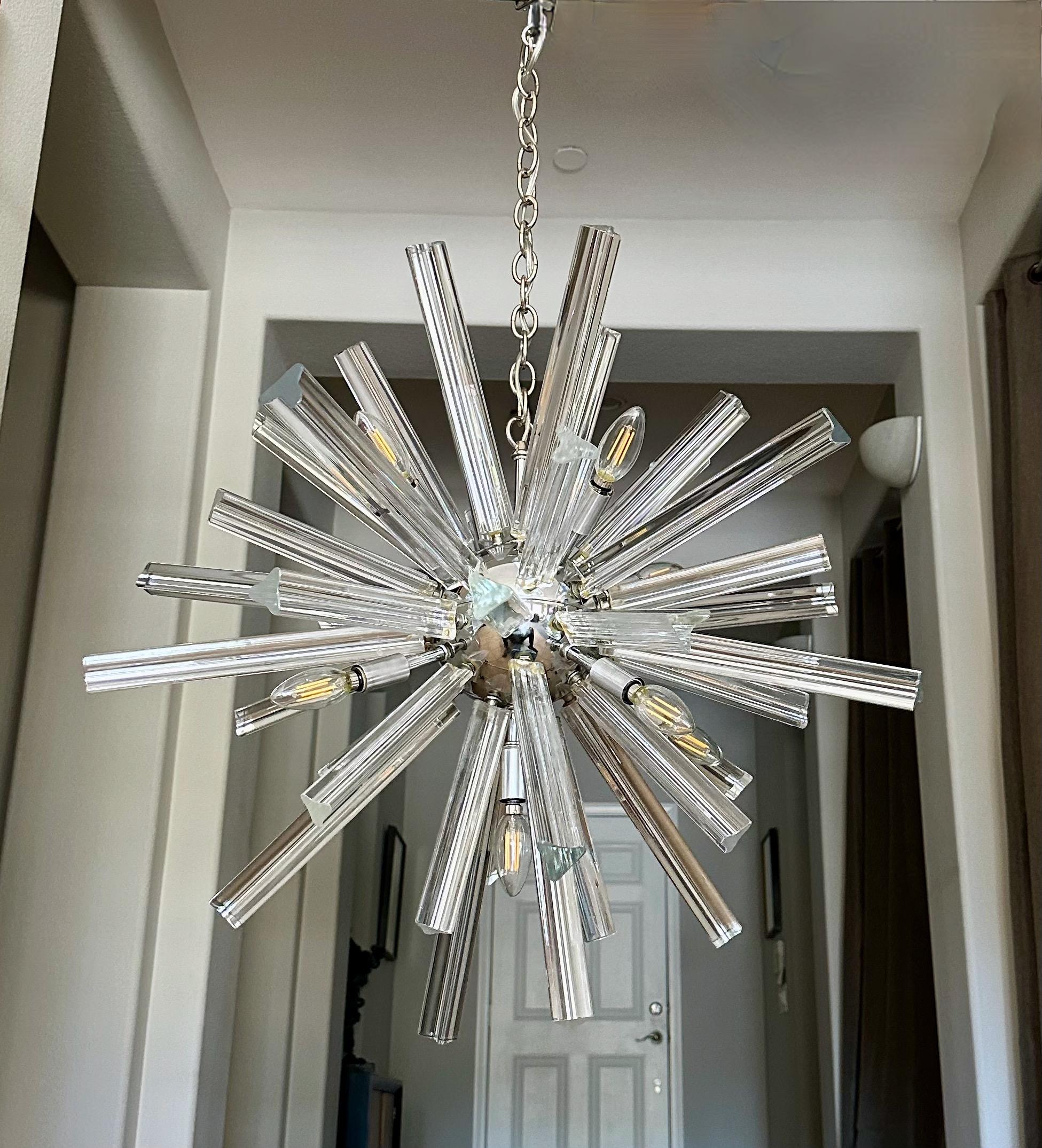 Lampadario a prisma in cristallo di Murano Sputnik Venini in vendita 1