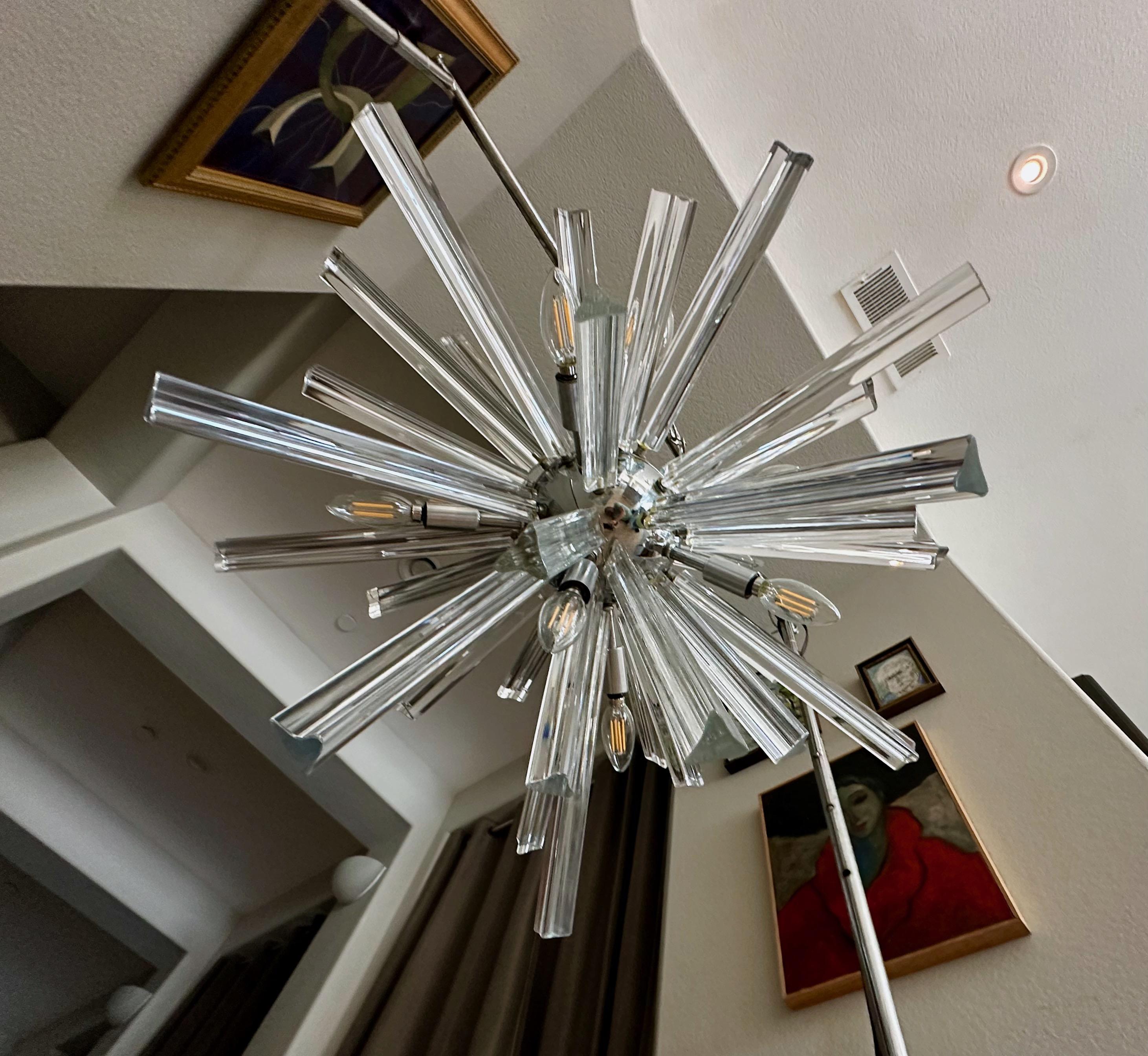 Lampadario a prisma in cristallo di Murano Sputnik Venini in vendita 3