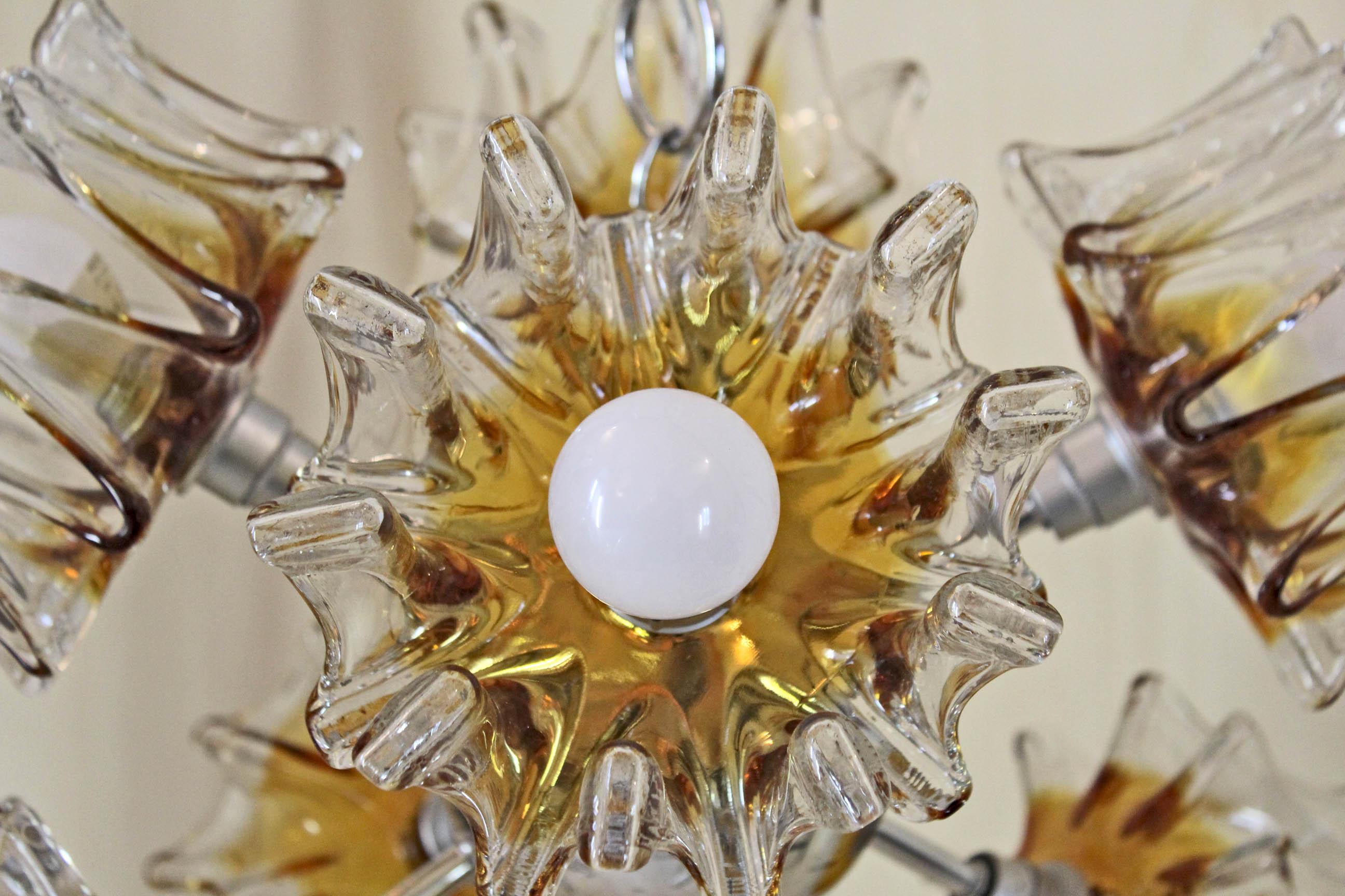 Fine XX secolo Vintage  Lampadario Sputnik in vetro di Murano, Carlo Nason per Mazzega, Italia anni '70