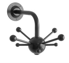 Sputnik Wall Hook Style Osvaldo Borsani Black Lacquered Wood and Metal