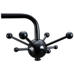 Sputnik Wall Hook Style Osvaldo Borsani Black Lacquered Wood and Metal