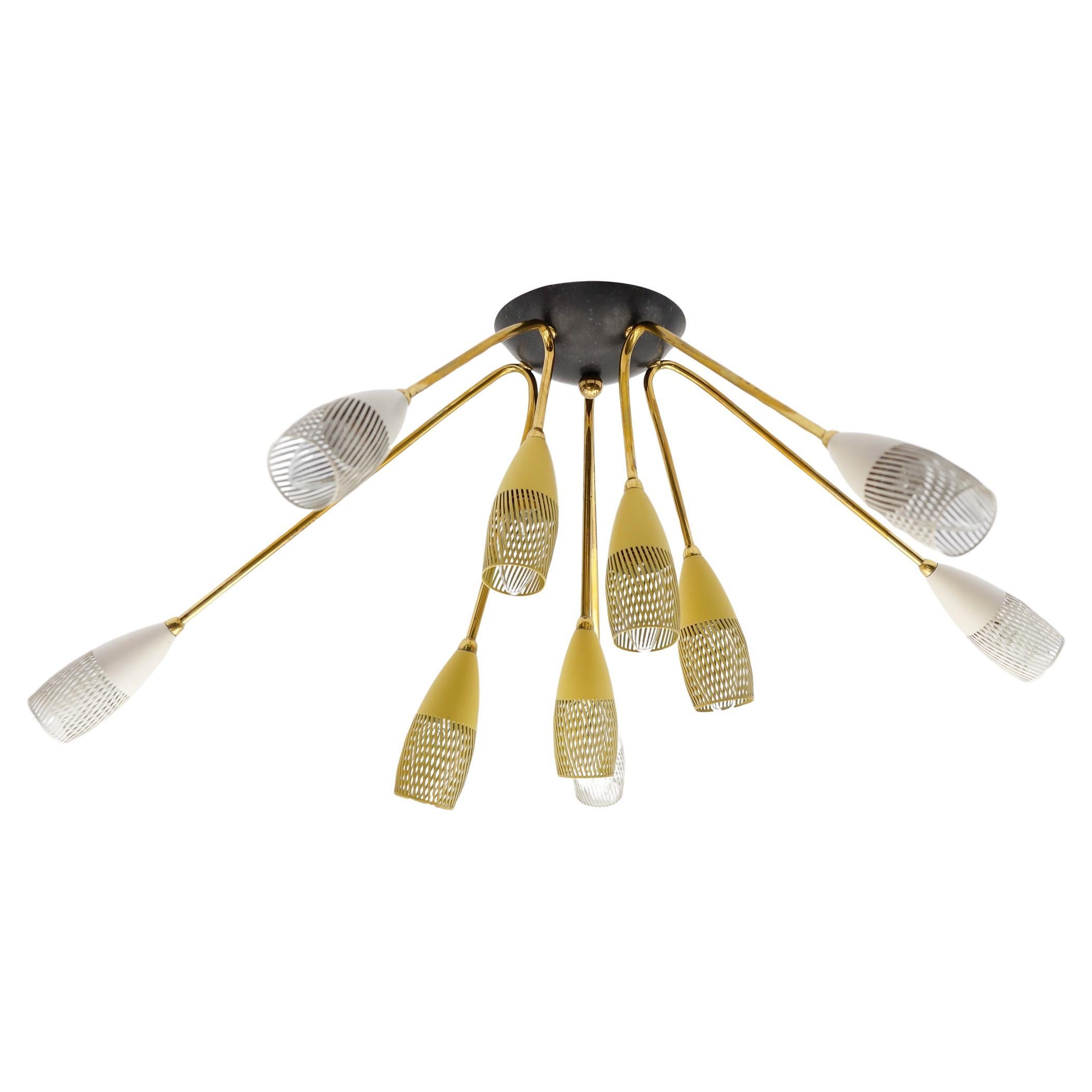 Applique ou plafonnier Sputnik à la manière d'Arteluce, Italie, années 1950 en vente