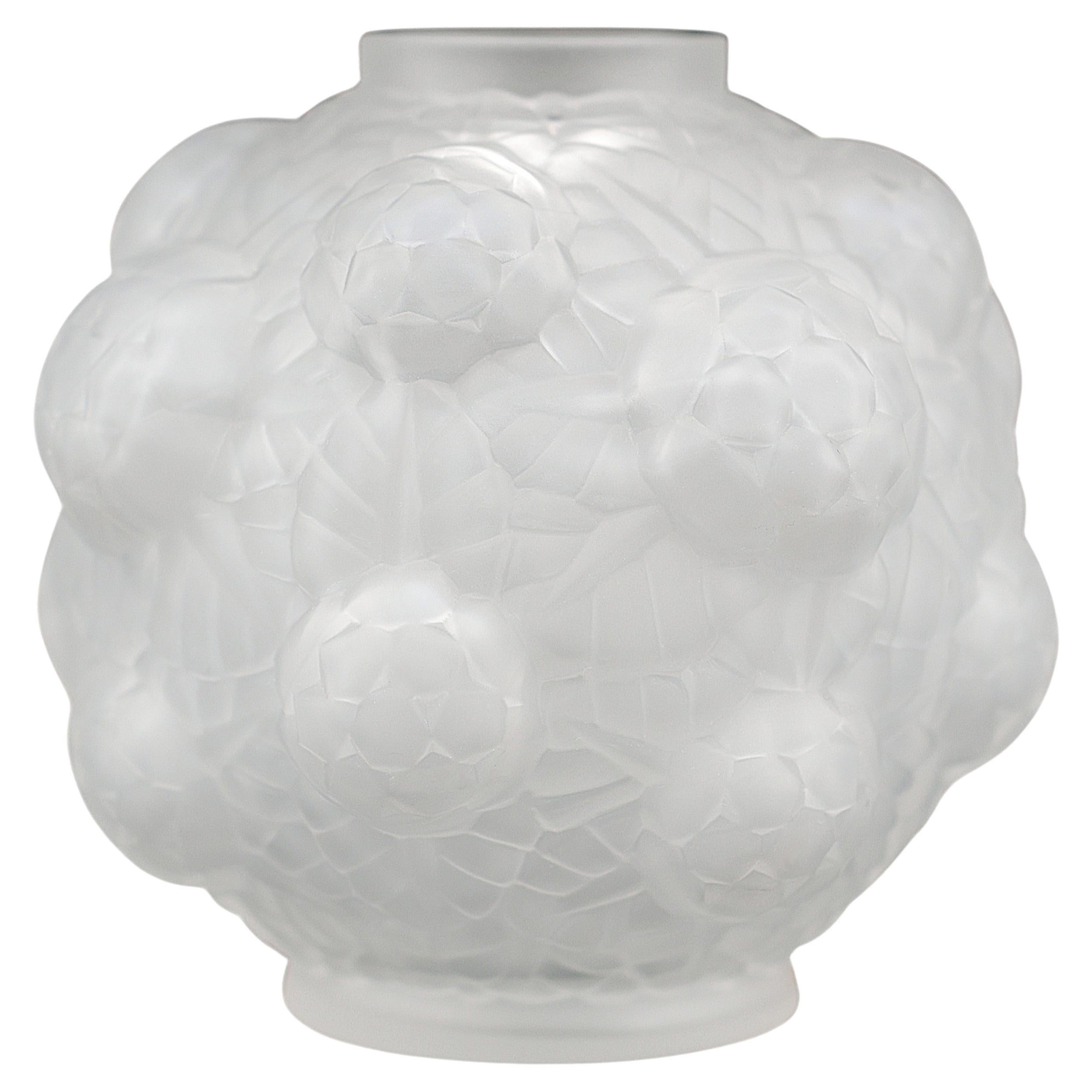 SPV French Art Deco Frosted Glass Vase, 1920s For Sale