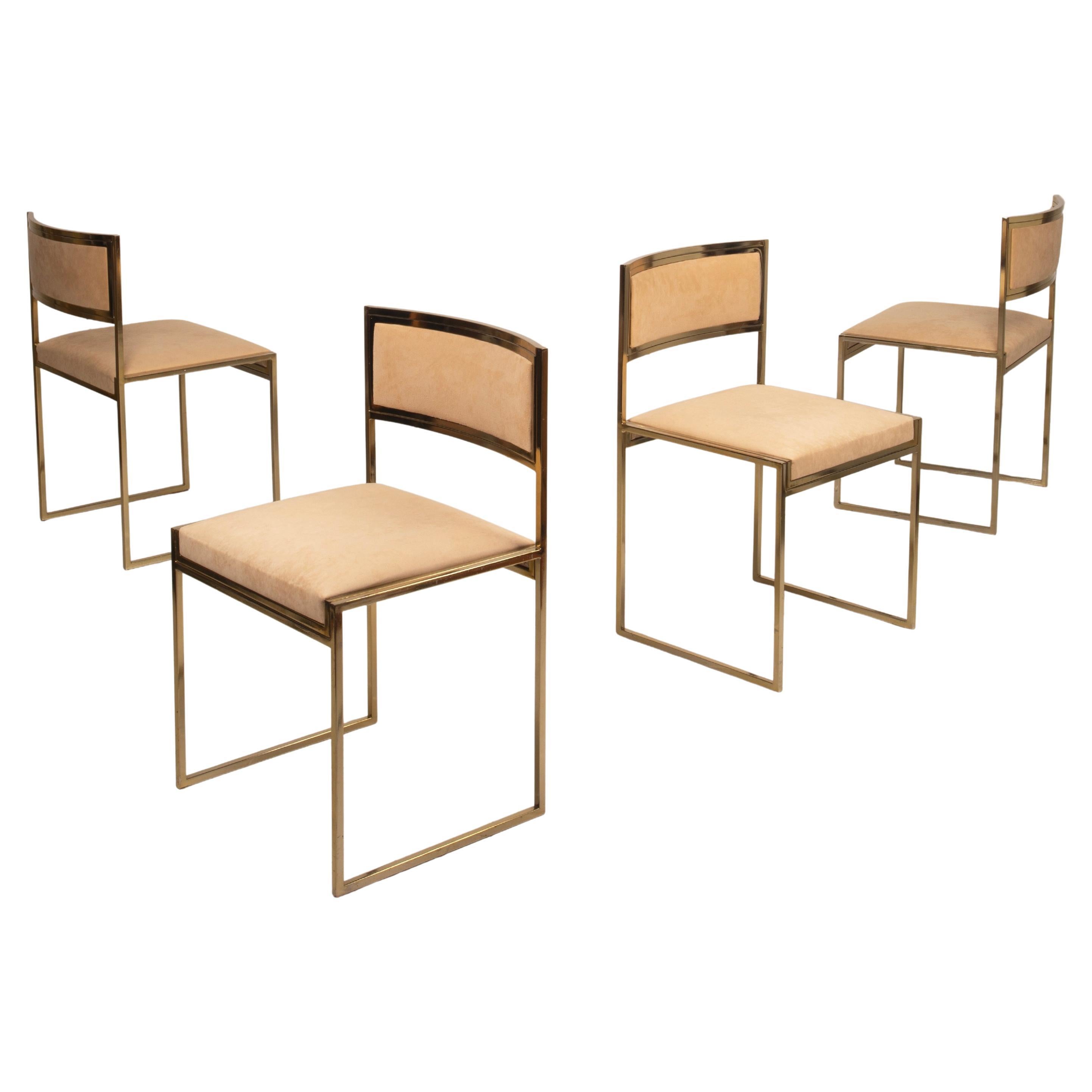 SQ-AL Chairs by Willy Rizzo for Maison Willy Rizzo - Brass Version 1970 For Sale