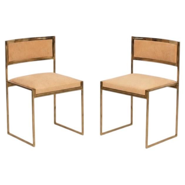 SQ-AL Chairs by Willy Rizzo for Maison Willy Rizzo - Brass Version 1970 Set of 2