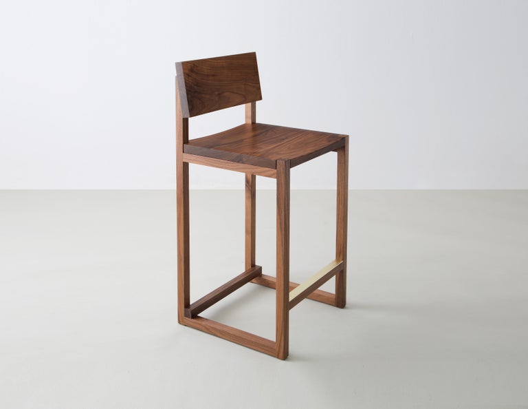 SQ Counter Stool, Maple Hardwood, Brushed Nickel For Sale at 1stDibs