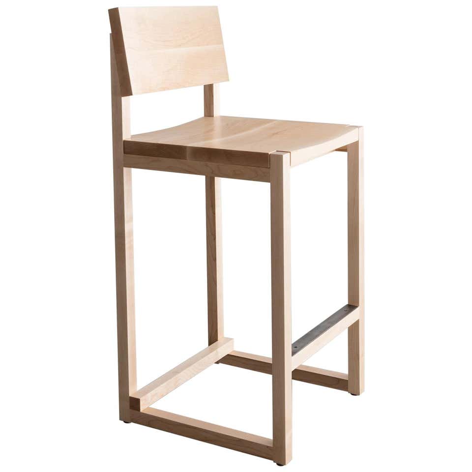 SQ Counter Stool, Maple Hardwood, Brushed Nickel For Sale at 1stDibs ...
