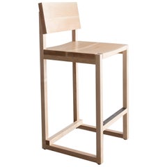 SQ Counter Stool, Maple Hardwood, Brushed Nickel