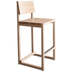 SQ Counter Stool, Maple Hardwood, Brushed Nickel 