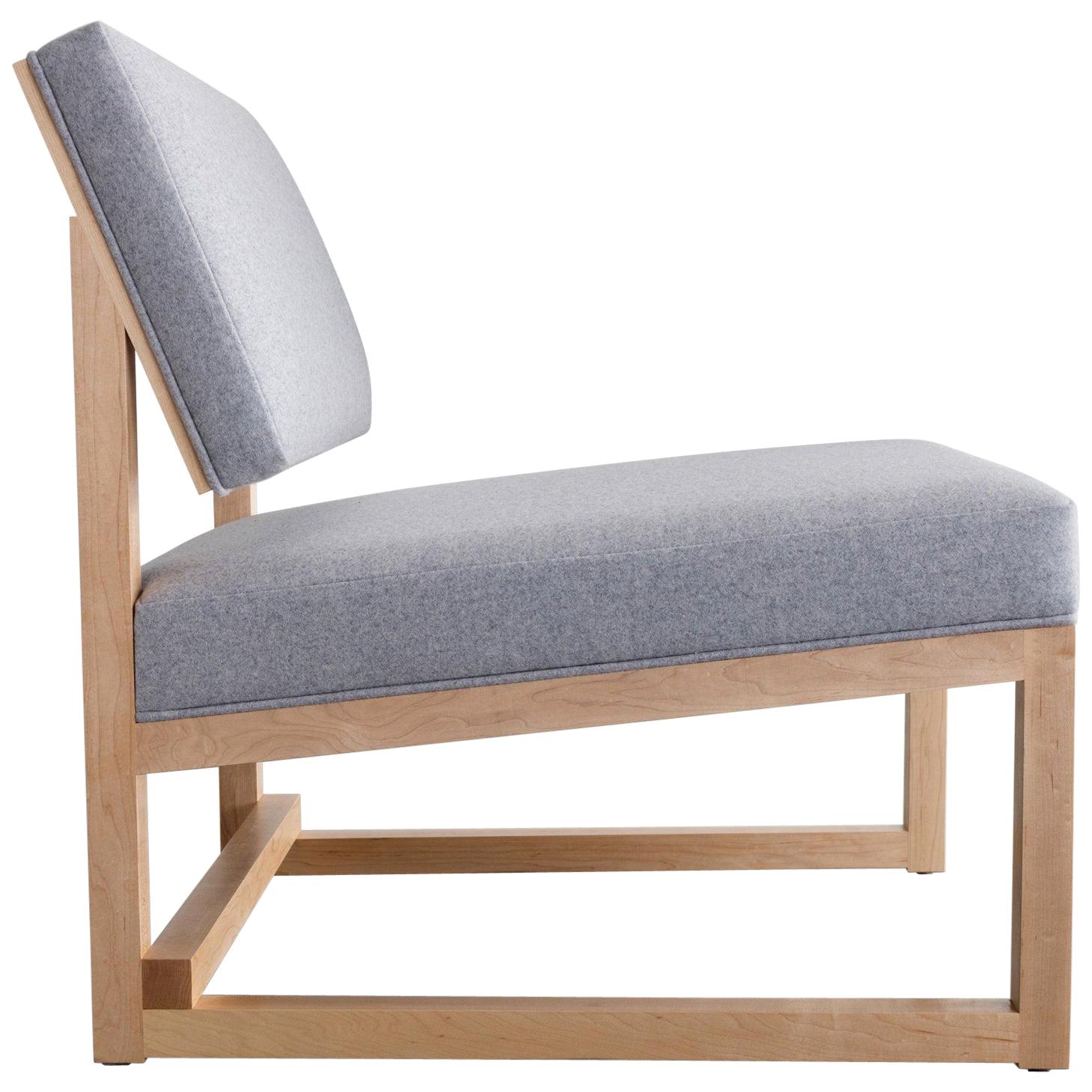 SQ Lounge Chair, Massivholz, Polsterung aus Filz, Bouclé oder COM,  Handgefertigt in den USA