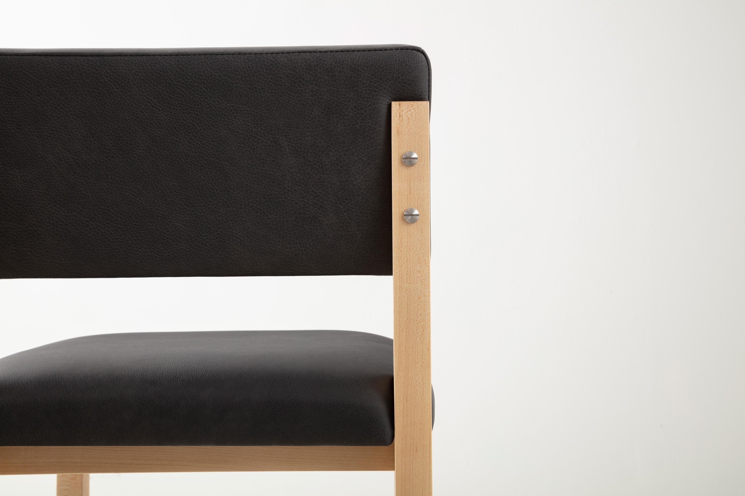 SQ Polsterthekenhocker, Ahorn, Leder, Boucle oder COM COL, handgefertigt in USA (Handgefertigt) im Angebot