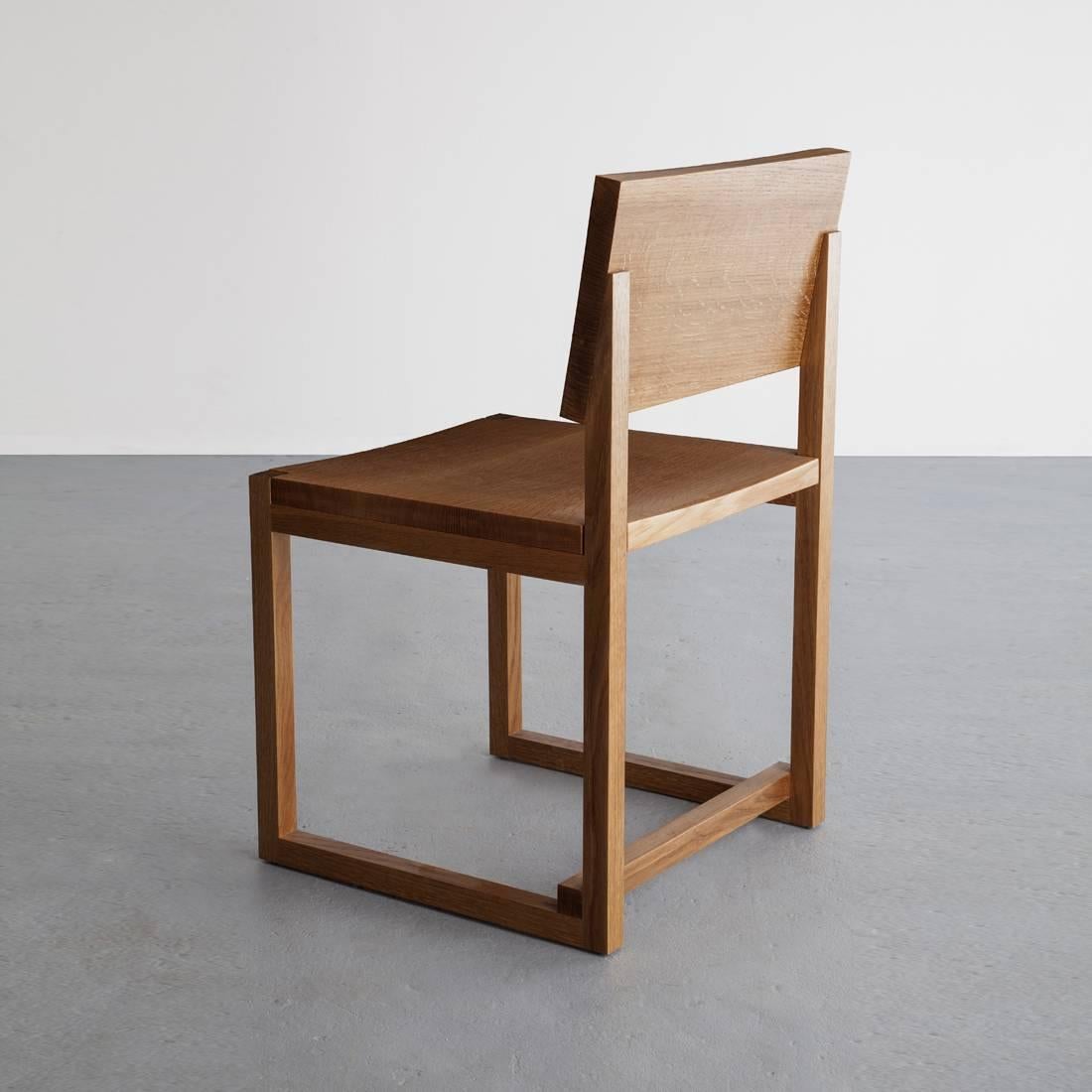The SQ Dining Chair believes abstraction becomes principle when adhering to straight lines and rectangular forms.
 
Shown in white oak and also available in ash, maple, or walnut.
 