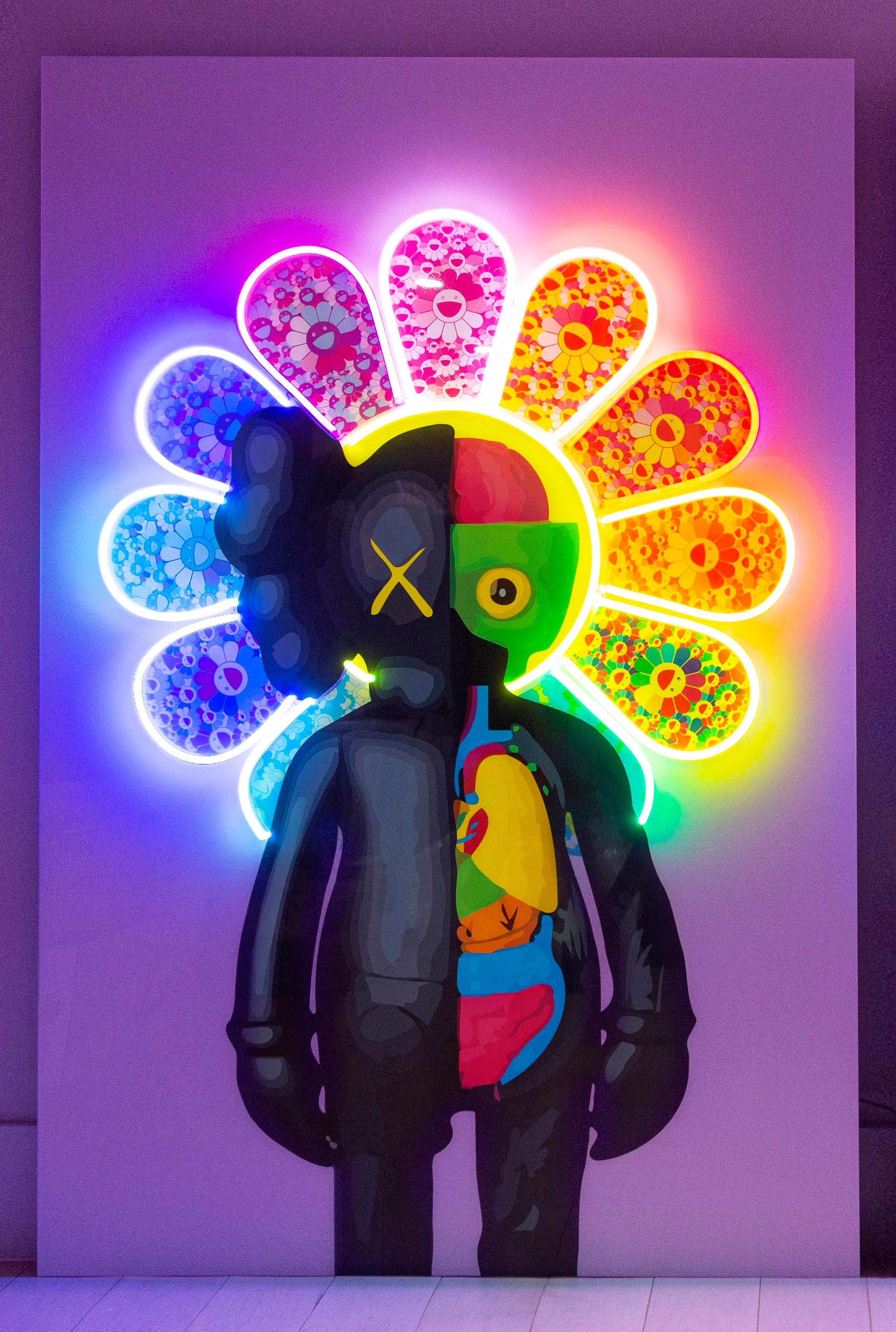 SQRA - Neon Kaws x Murakami, Photography 2020, Printed After For Sale 9