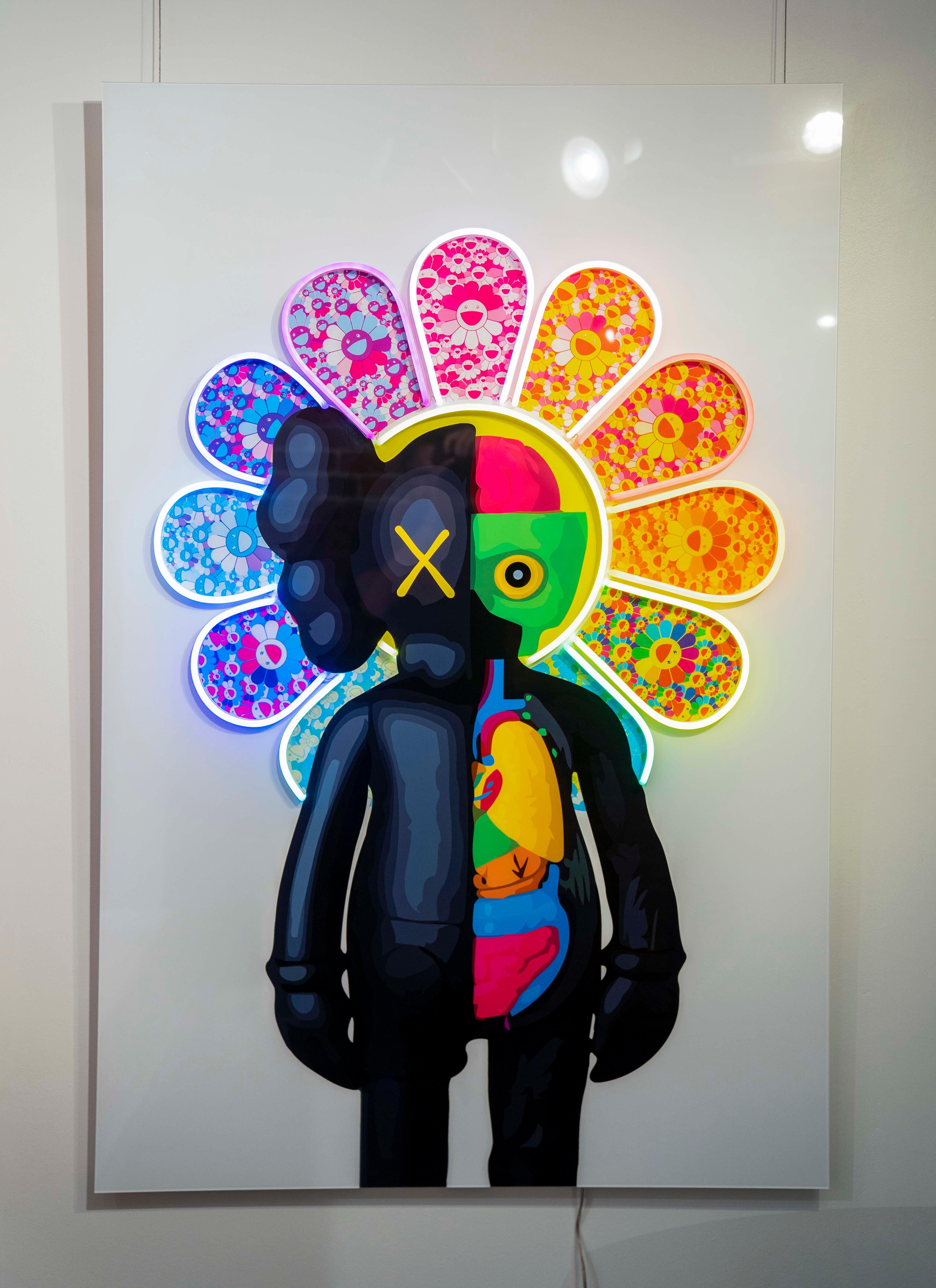 SQRA - Neon Kaws x Murakami, Photography 2020, Printed After For Sale 1