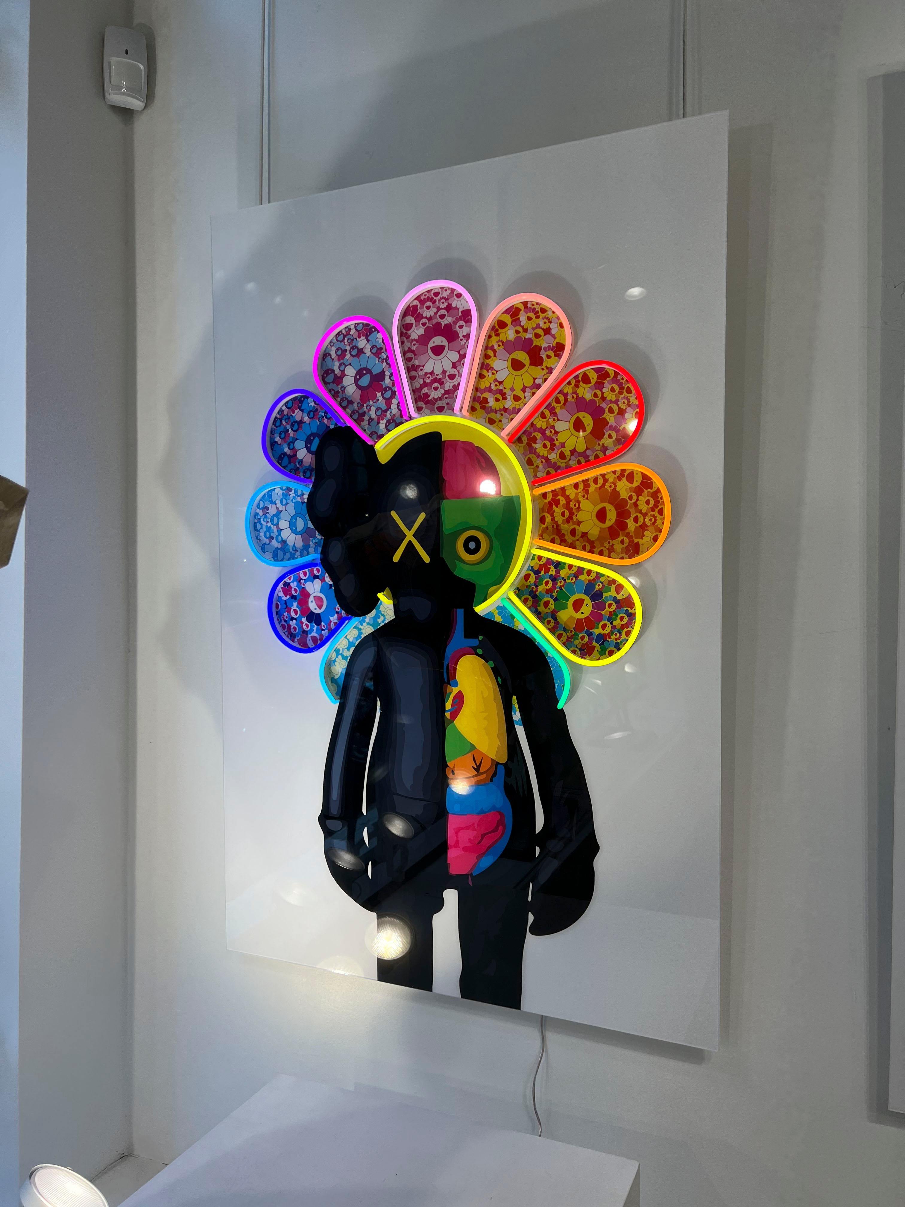 SQRA - Neon Kaws x Murakami, Photography 2020, Printed After For Sale 4