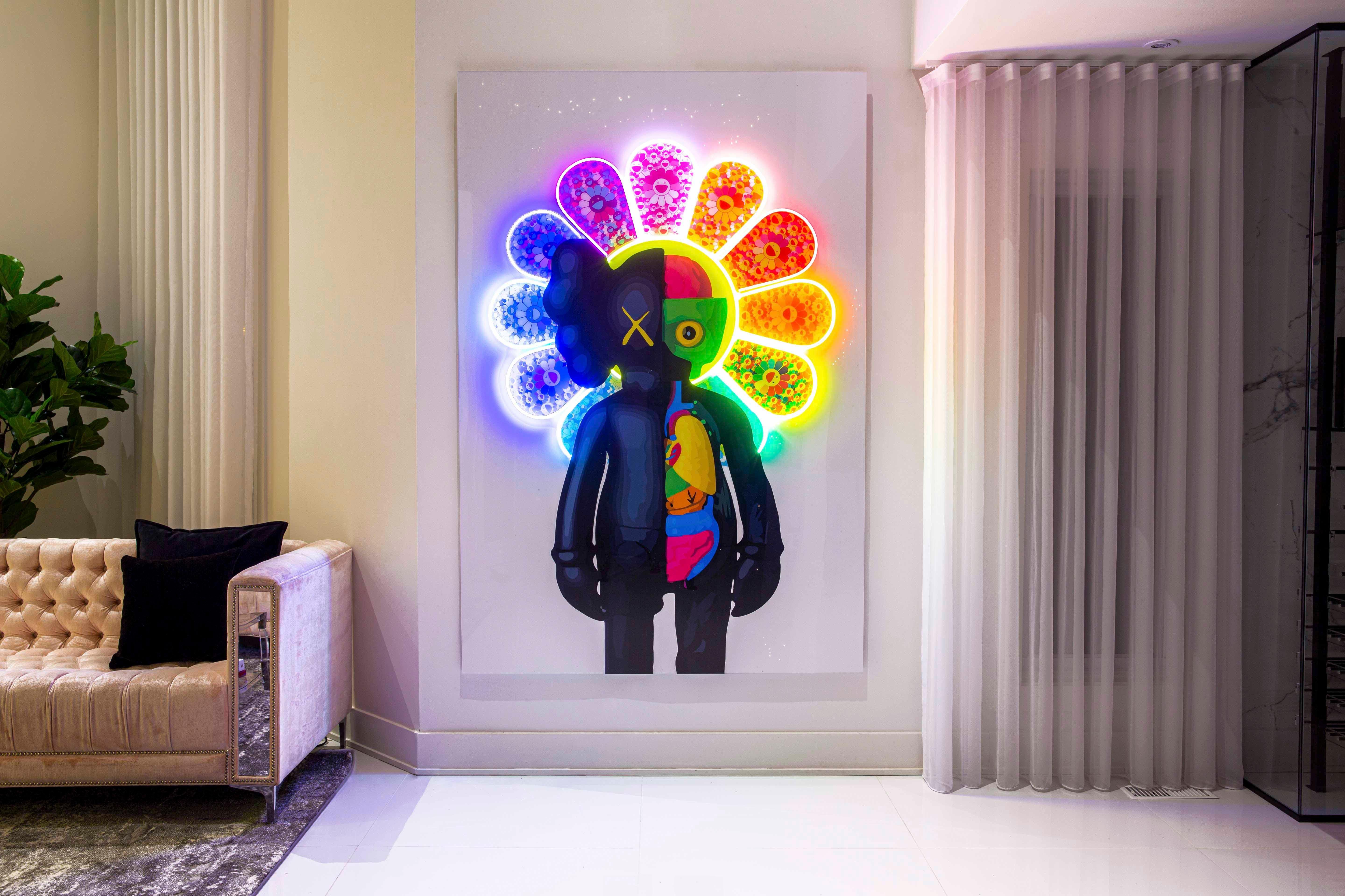 SQRA - Neon Kaws x Murakami, Photography 2020, Printed After For Sale 8