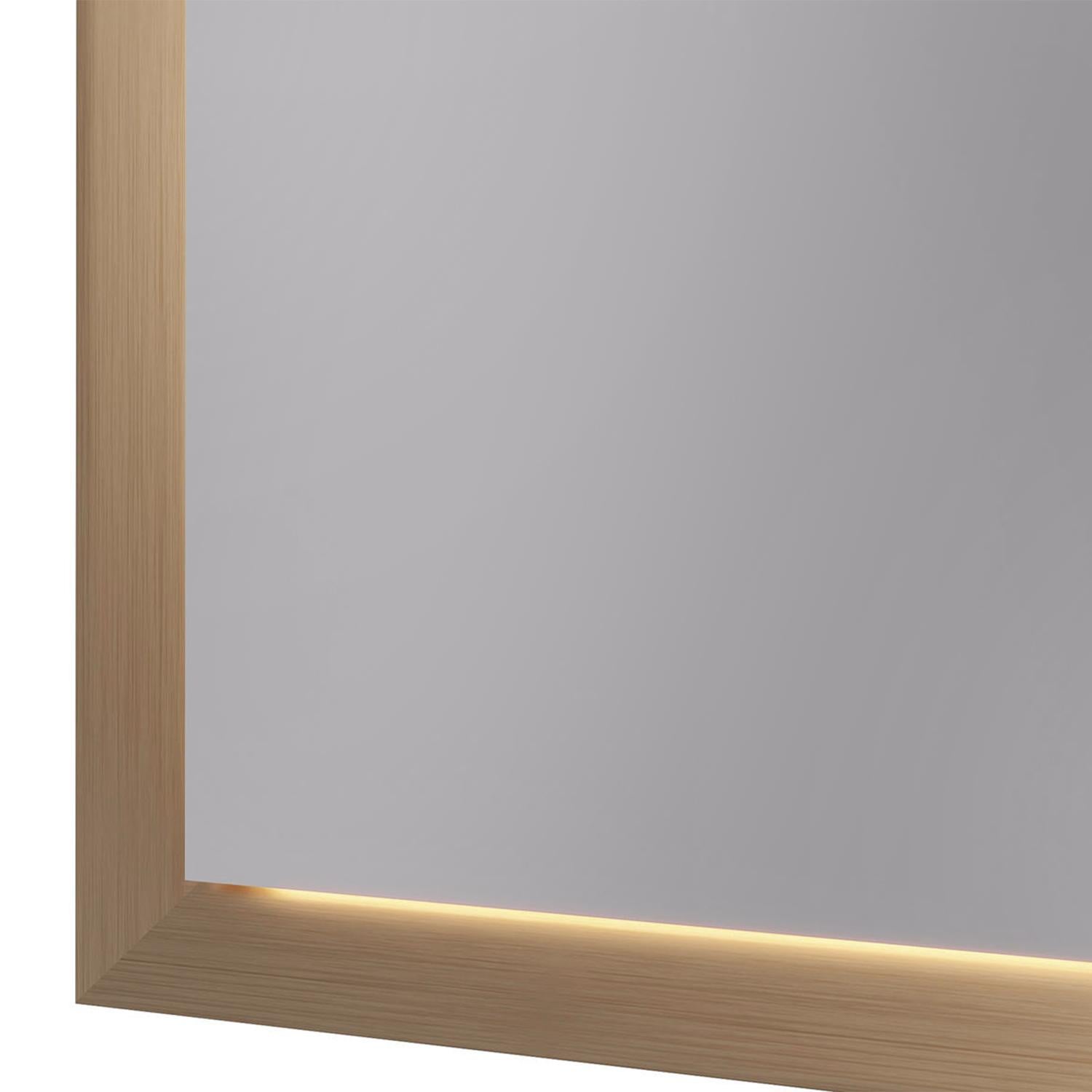 Mirror Squadro gold matte with metal frame in gold brushed matte
finish and with hoctagonal mirror glass with led backlight system.