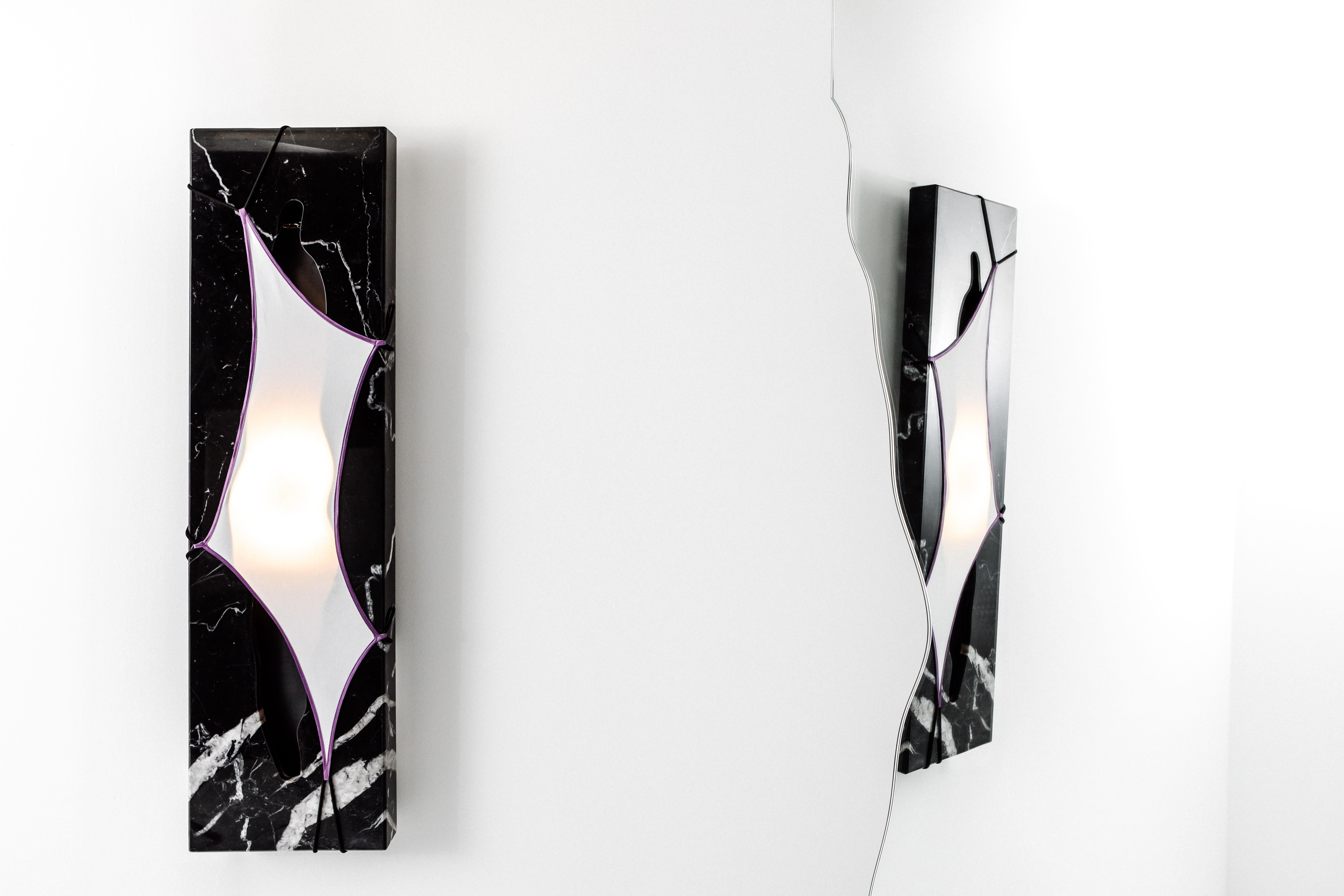 Italian Gash (Gash) - Black Marquina Marble Contemporary Wall Lamp by Sfero Design For Sale