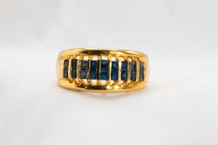 0.80 Carat Total Blue Sapphires in 18K Yellow Gold Band