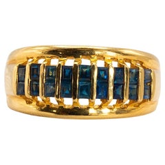 0.80 Carat Total Blue Sapphires in 18K Yellow Gold Band